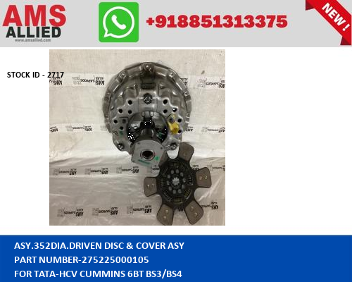 TATA HCV CUMMINS 6BT BS3/BS4 ASY.352DIA.DRIVEN DISC & COVER ASY 275225000105 STOCKID 2717