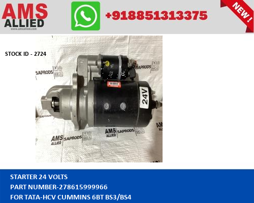 TATA HCV CUMMINS 6BT BS3/BS4 STARTER 24 VOLTS 278615999966 STOCKID 2724