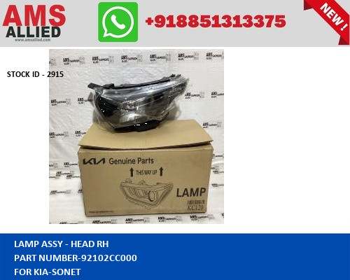 KIA SONET LAMP ASSY  HEAD RH 92102CC000 STOCKID 2915