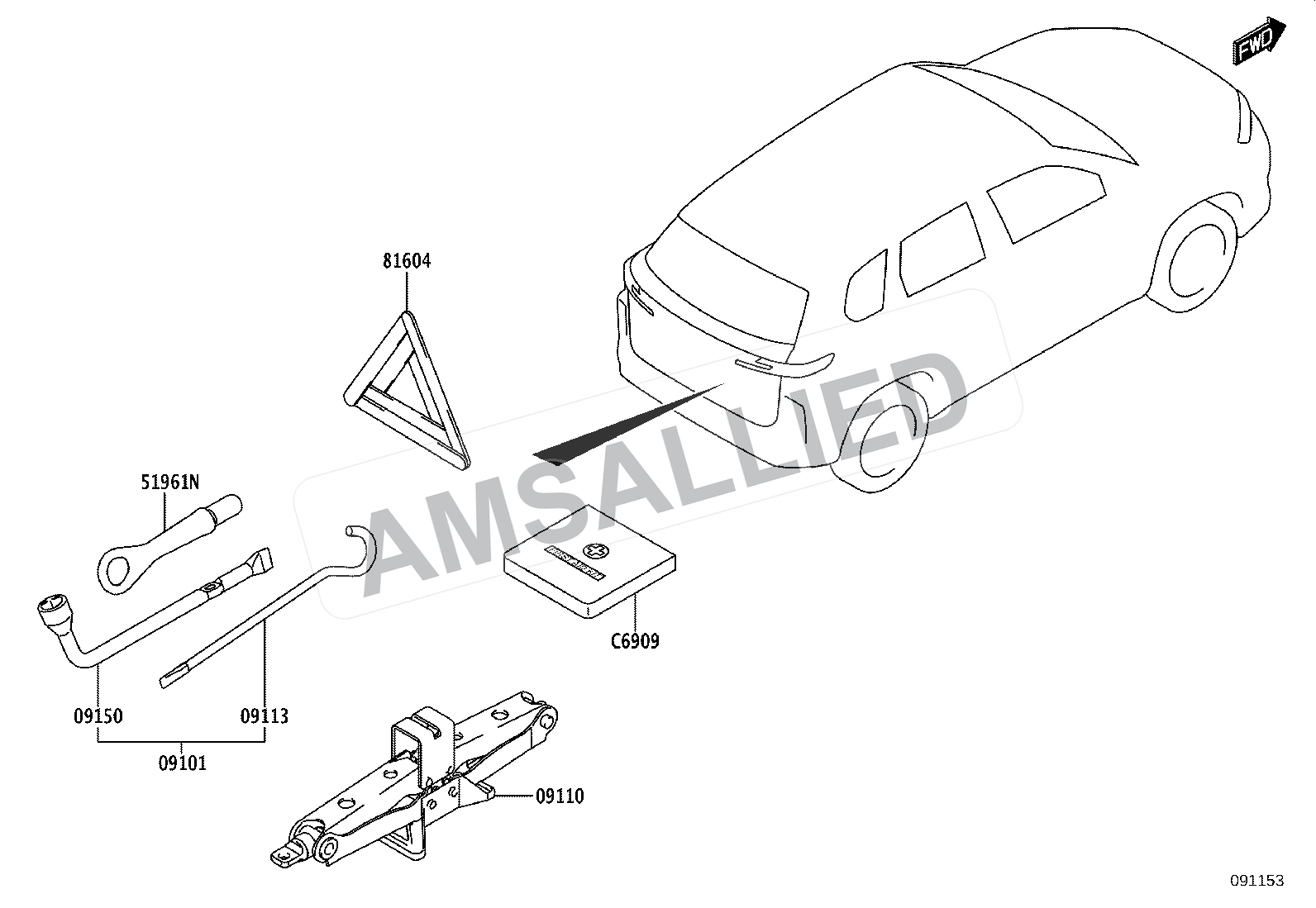 Toyota Hyryder Standard Tool exploded parts diagram, figure 0901
