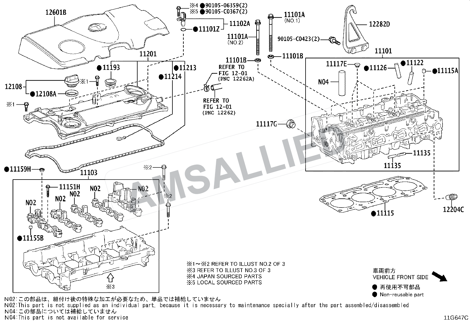 Toyota Hyryder Cylinder Head exploded parts diagram, figure 1104