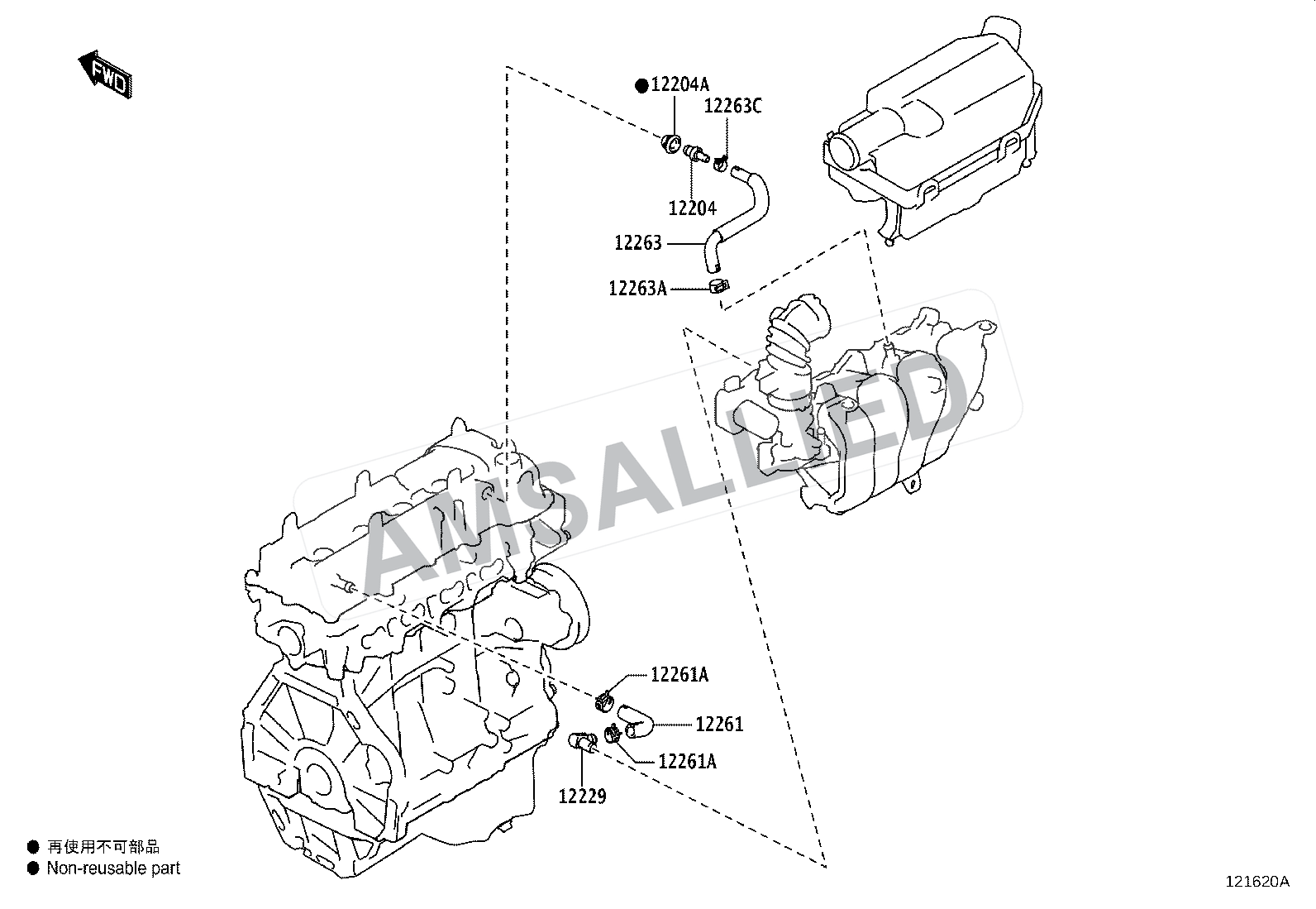 Toyota Hyryder Ventilation Hose exploded parts diagram, figure 1201