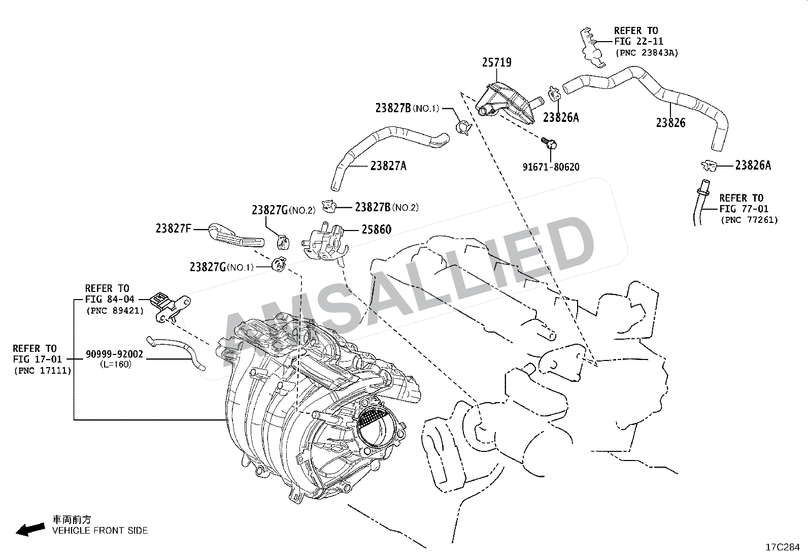 Toyota Hyryder Vacuum Piping exploded parts diagram, figure 1708