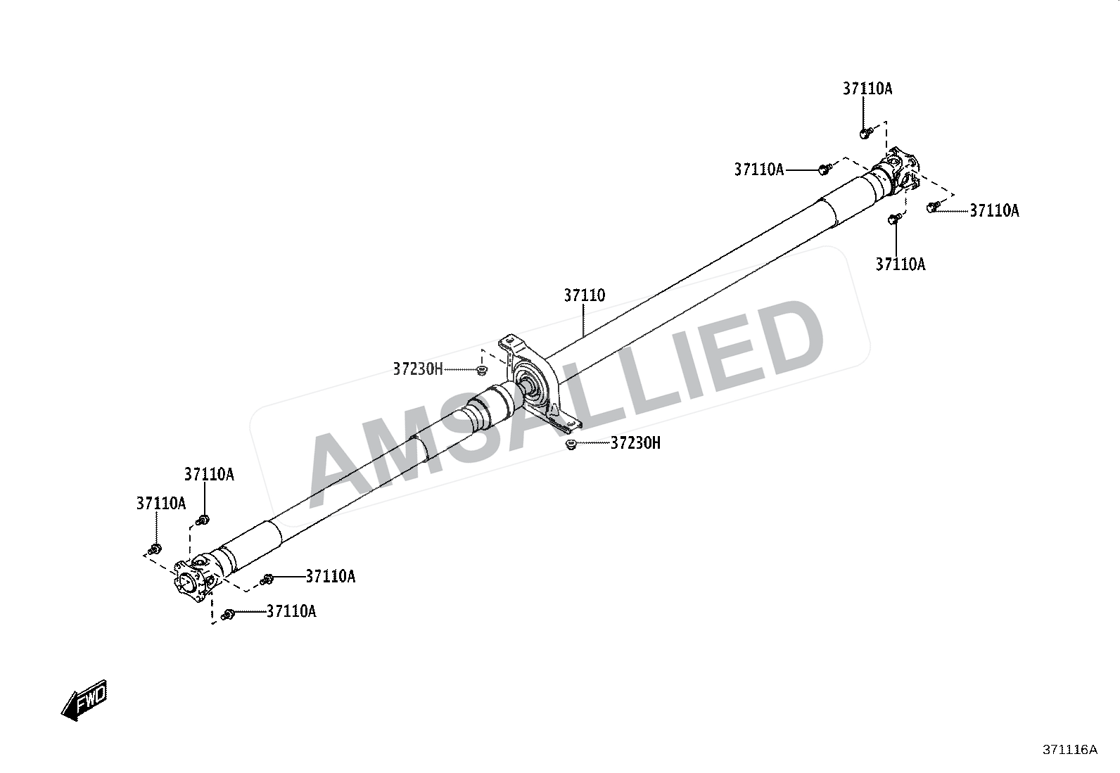 Toyota Hyryder Propeller Shaft & Universal Joint exploded parts diagram, figure 3701