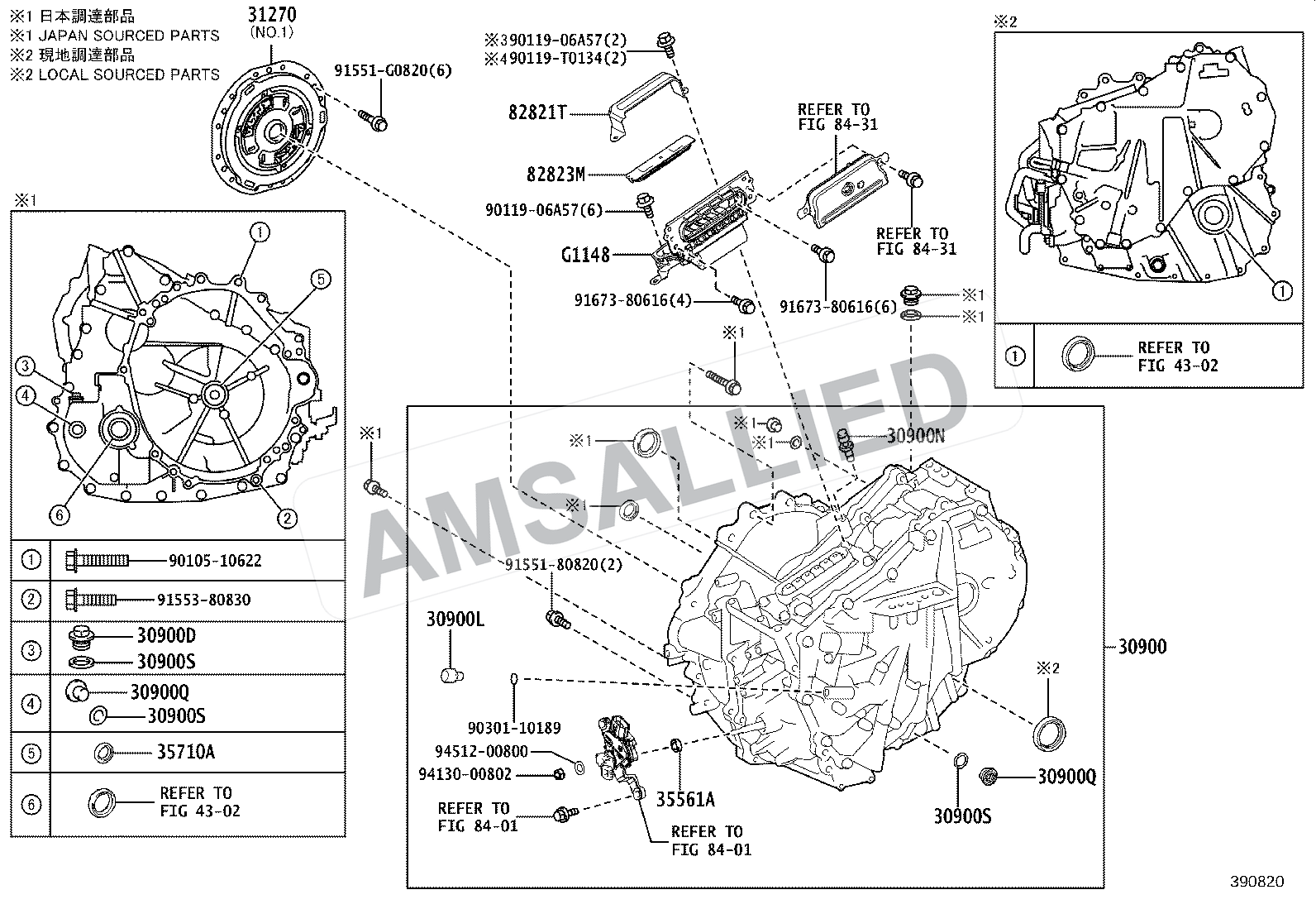 Toyota Hyryder Transaxle Assy(hev Or Bev Or Fcev) exploded parts diagram, figure 3901