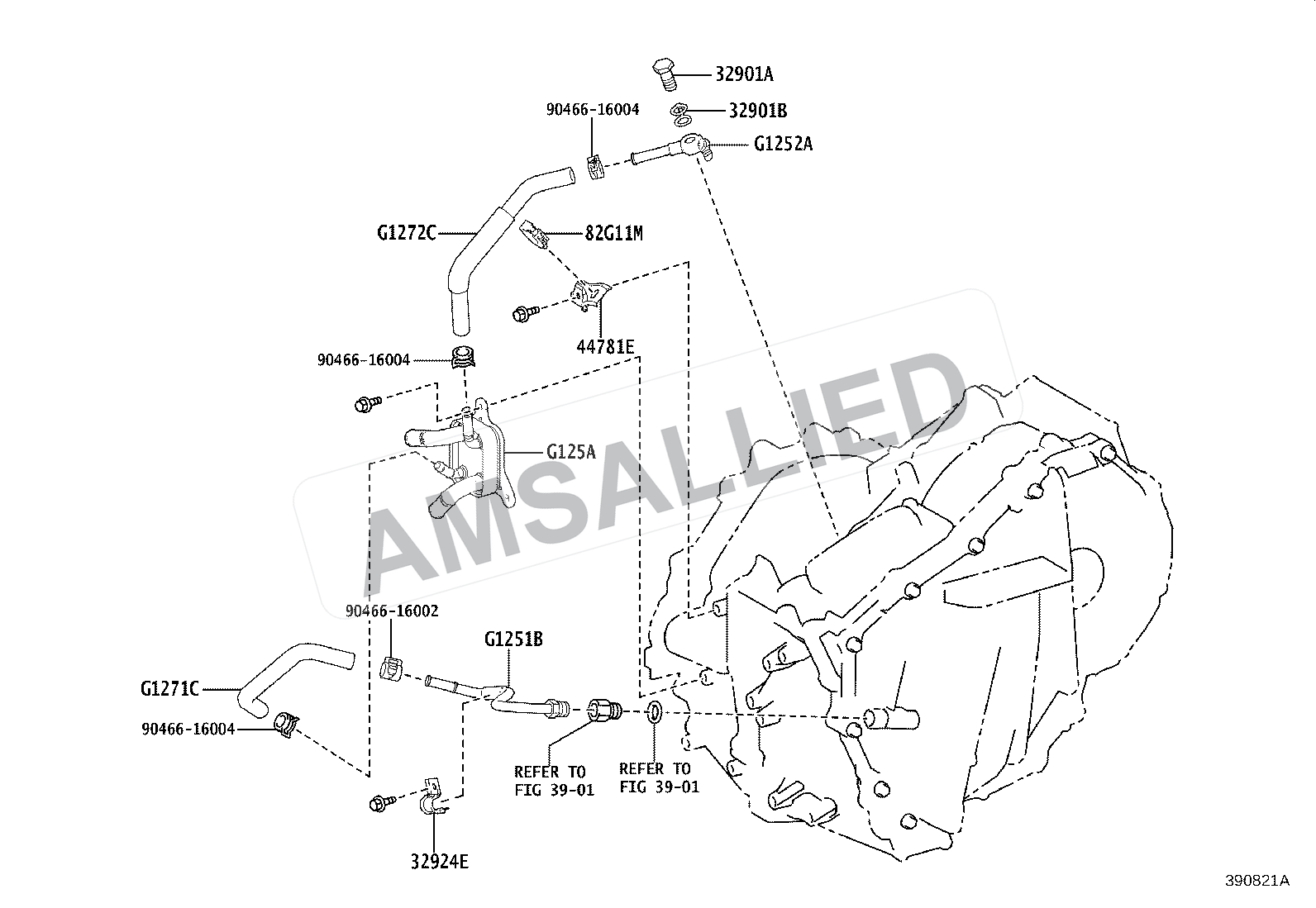Toyota Hyryder Oil Cooler & Tube (hev Or Bev Or Fcev) exploded parts diagram, figure 3914