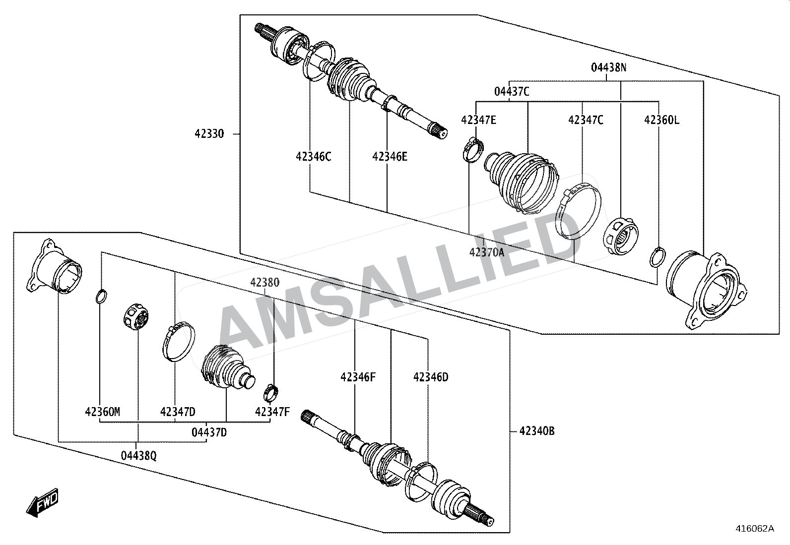 Toyota Hyryder Rear Axle Shaft & Hub exploded parts diagram, figure 4102