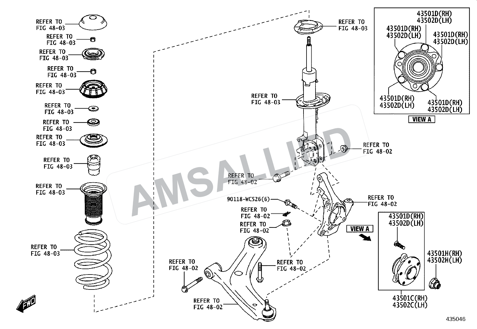 Toyota Hyryder Front Axle Hub exploded parts diagram, figure 4303