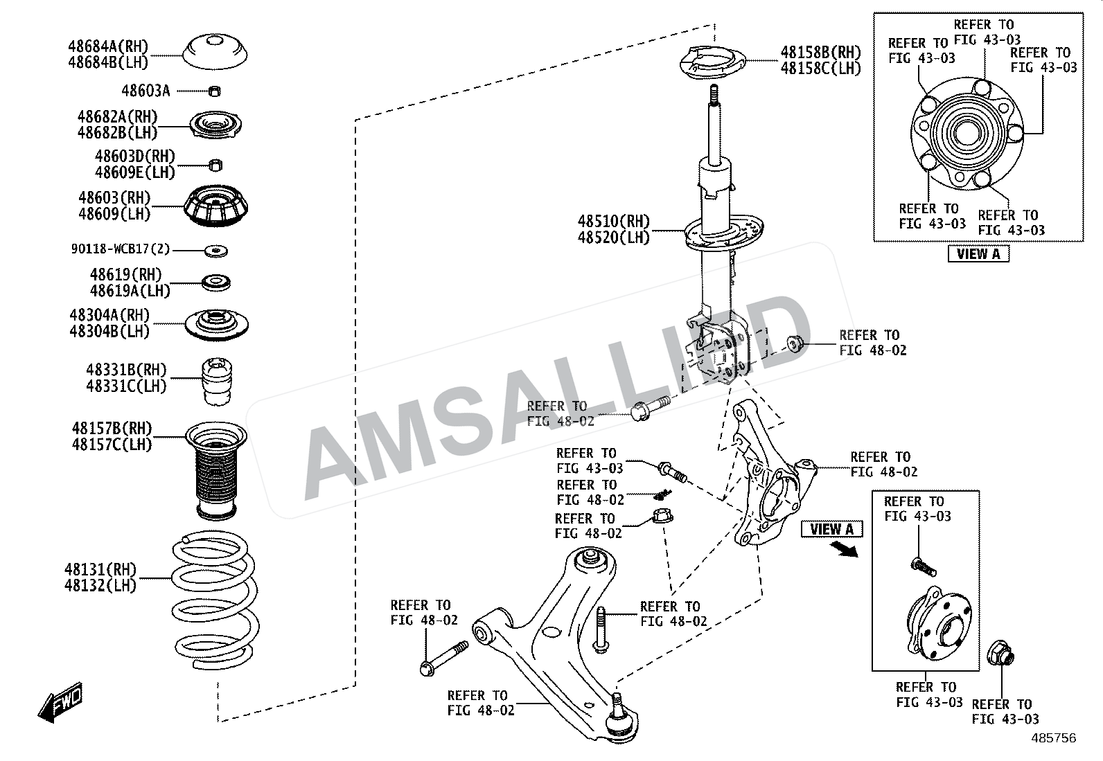 Toyota Hyryder Front Spring & Shock Absorber exploded parts diagram, figure 4803