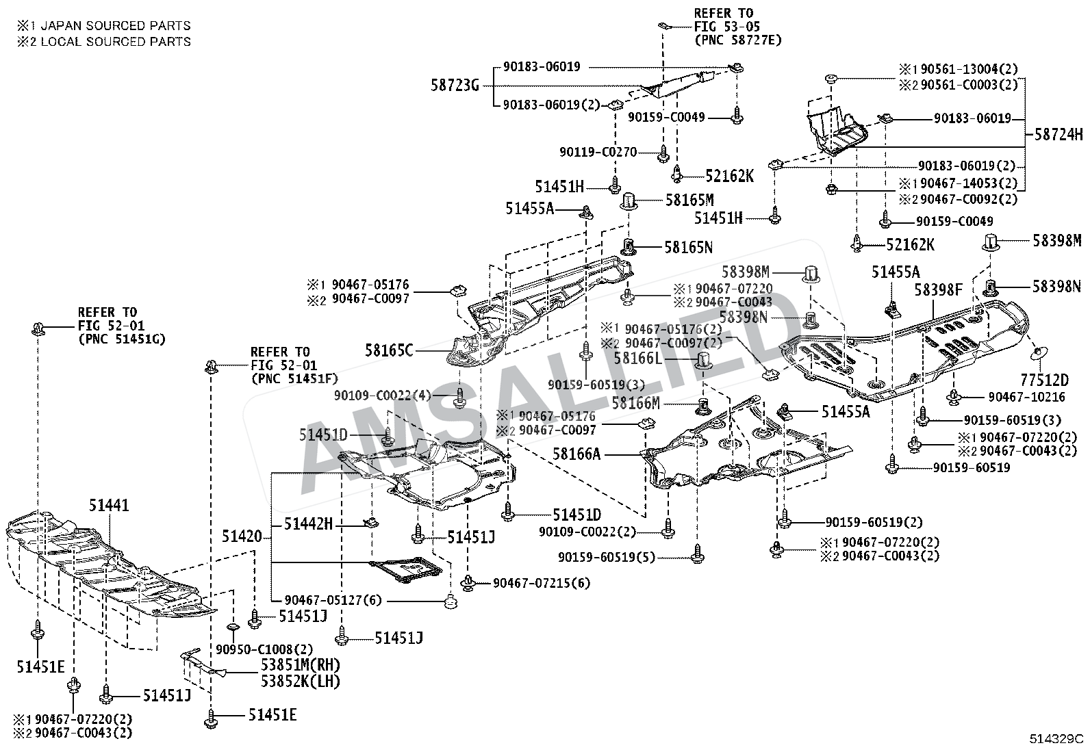 Toyota Hyryder Suspension Crossmember & Under Cover exploded parts diagram, figure 5102