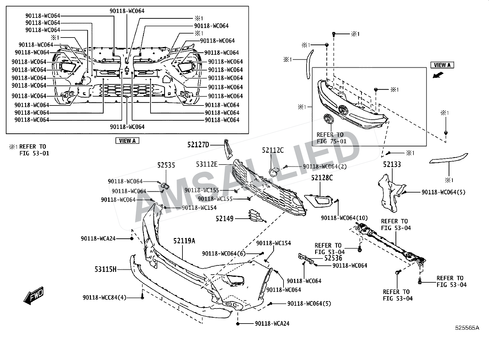 Toyota Hyryder Front Bumper & Bumper Stay exploded parts diagram, figure 5201