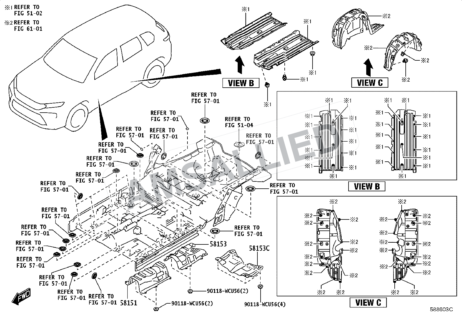 Toyota Hyryder Floor Insulator exploded parts diagram, figure 5802