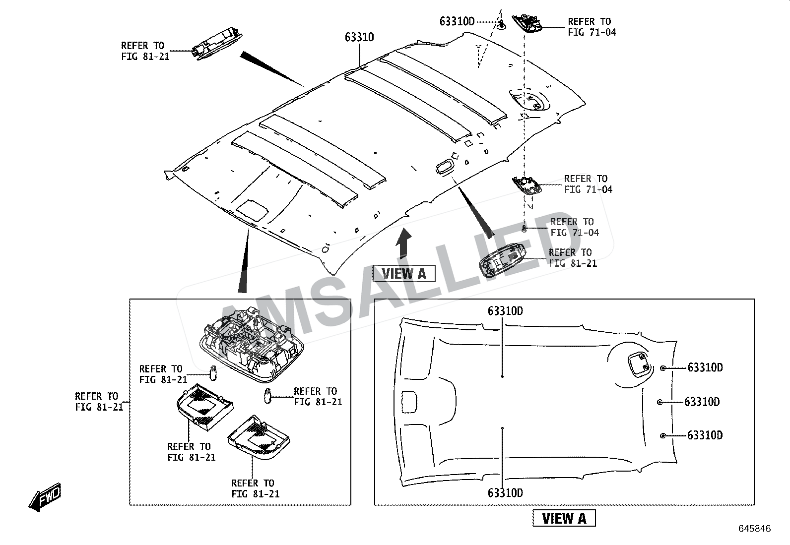 Toyota Hyryder Roof Headlining & Silencer Pad exploded parts diagram, figure 6402