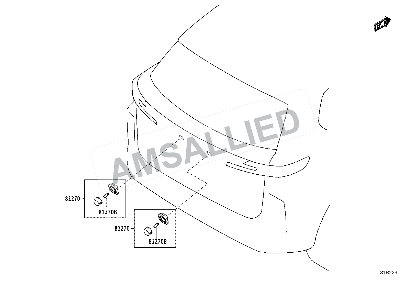 Toyota Hyryder Rear License Plate Lamp exploded parts diagram, figure 8113