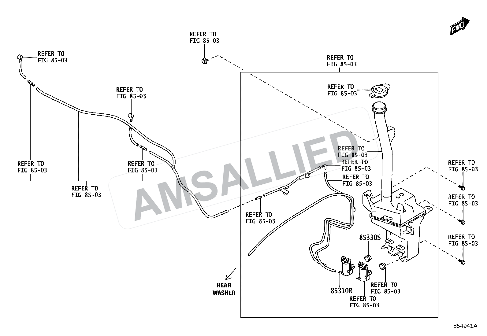Toyota Hyryder Rear Washer exploded parts diagram, figure 8504