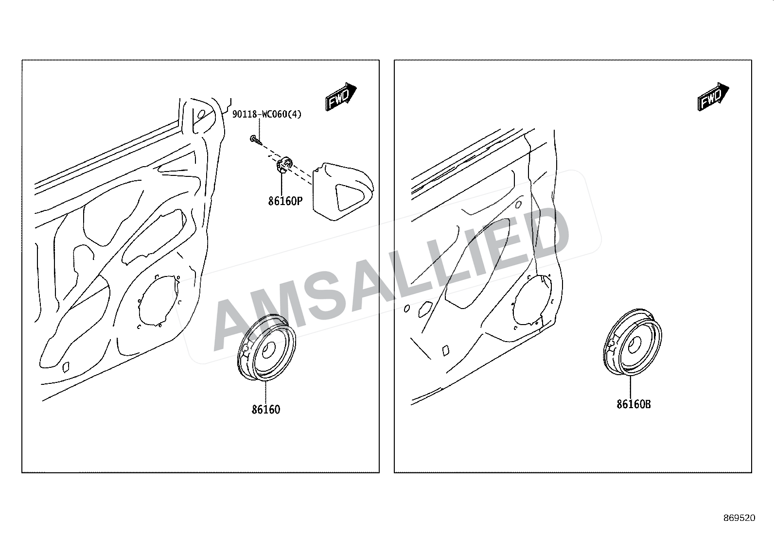 Toyota Hyryder Speaker exploded parts diagram, figure 8602