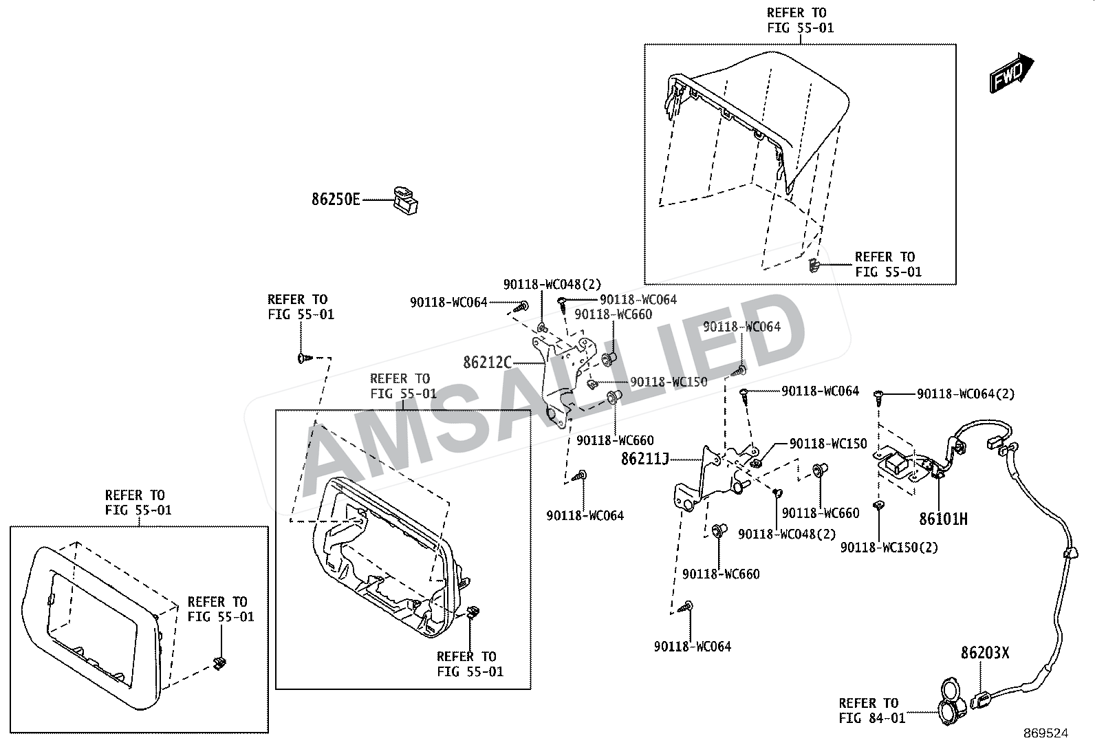 Toyota Hyryder Navigation & Front Monitor Display exploded parts diagram, figure 8603