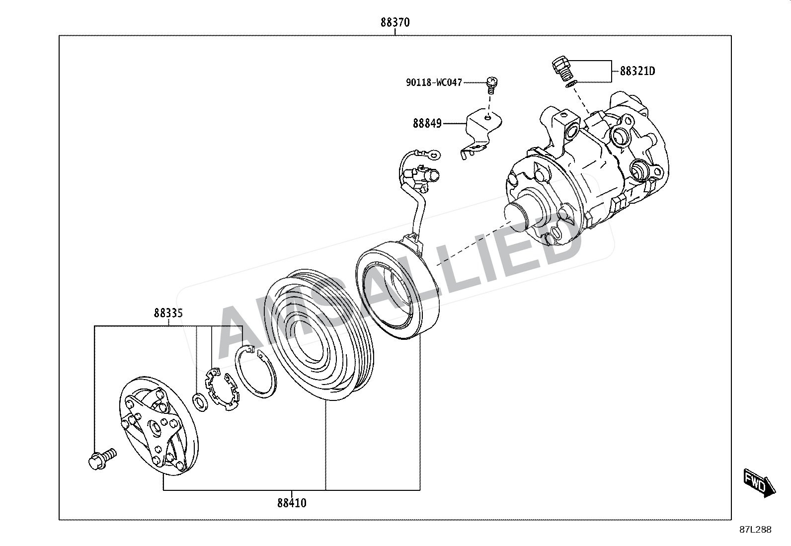 Toyota Hyryder Heating & Air Conditioning - Compressor exploded parts diagram, figure 8719