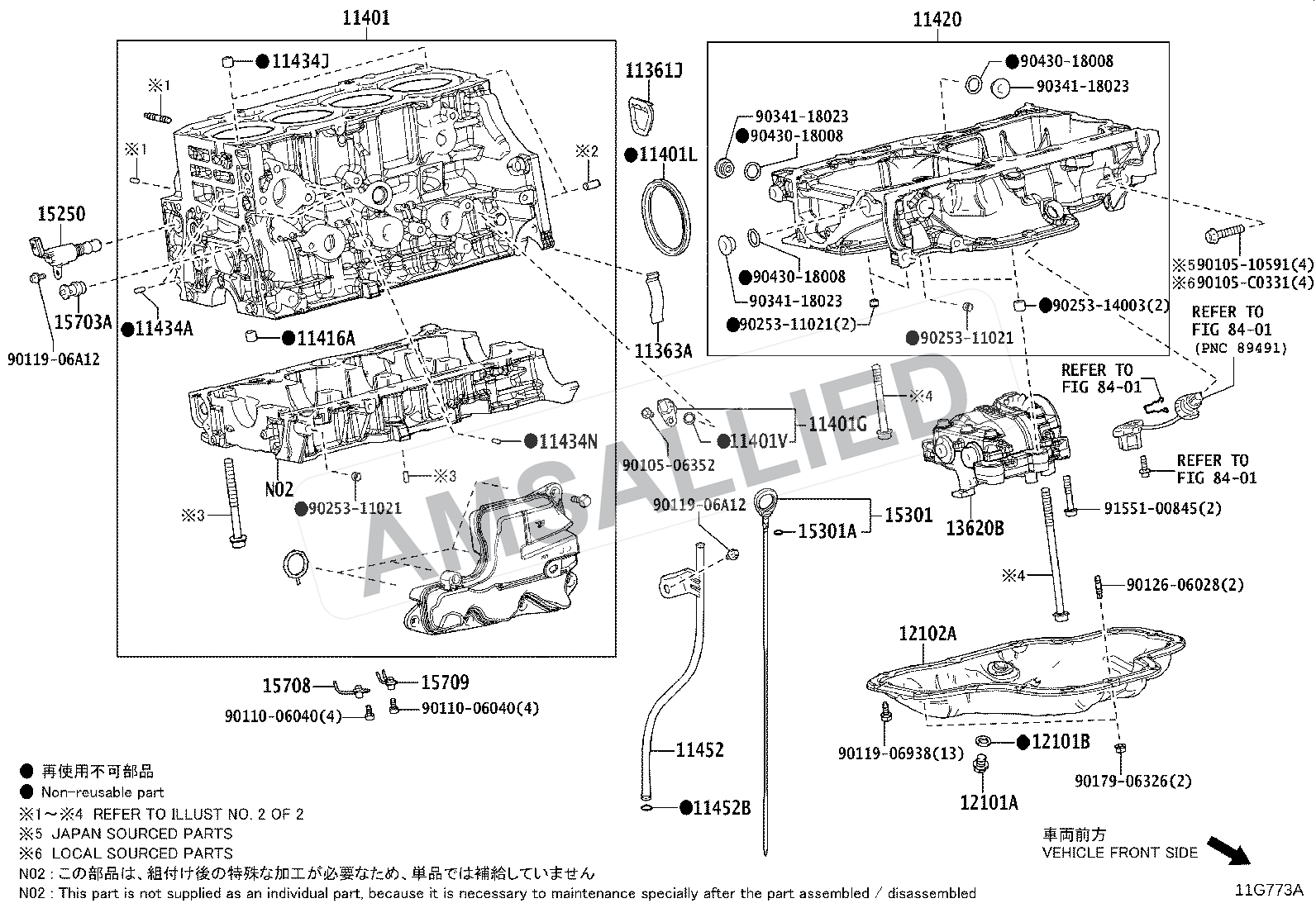 Toyota Hyryder Cylinder Block exploded parts diagram, figure 1105
