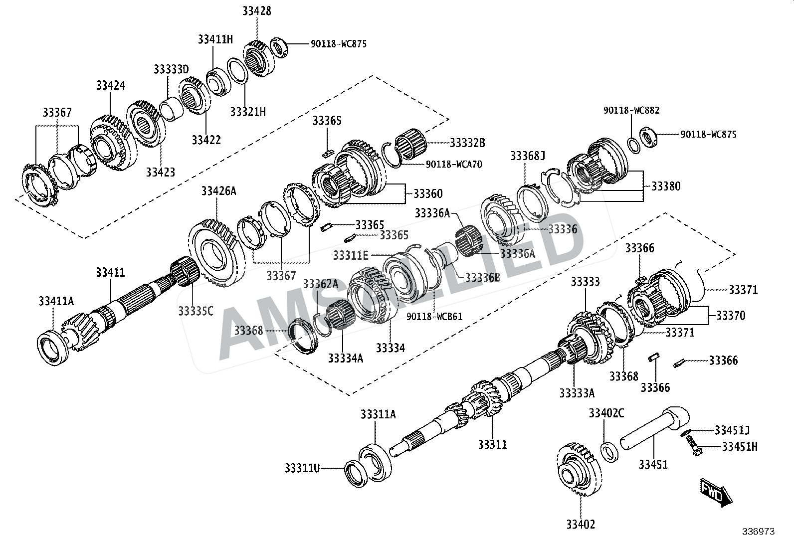 Toyota Hyryder Transmission Gear (mtm) exploded parts diagram, figure 3305