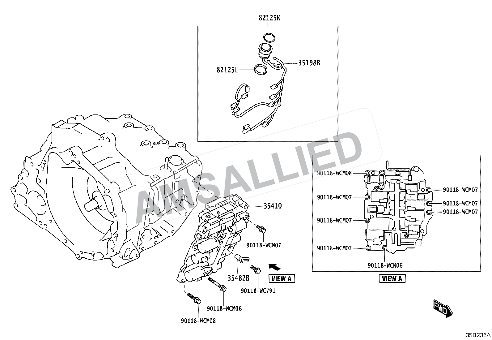 Toyota Hyryder Valve Body & Oil Strainer (atm) exploded parts diagram, figure 3512
