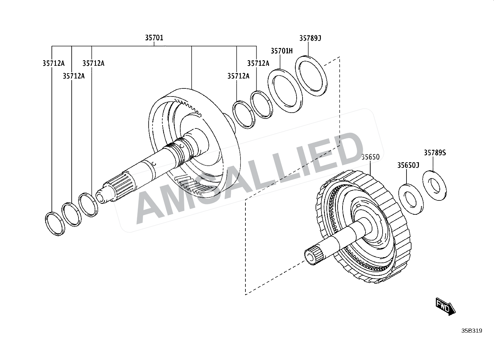 Toyota Hyryder Brake Band & Multiple Disc Clutch (atm) exploded parts diagram, figure 3507