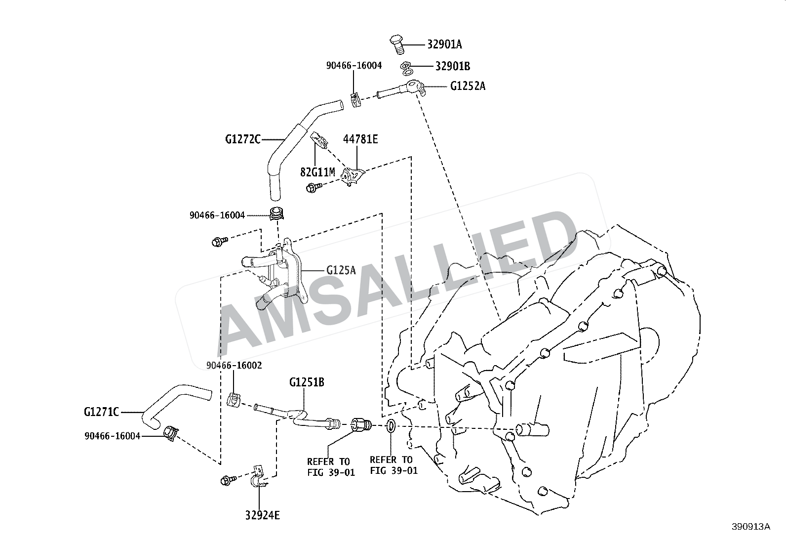 Toyota Hyryder Oil Cooler & Tube (hev Or Bev Or Fcev) exploded parts diagram, figure 3914