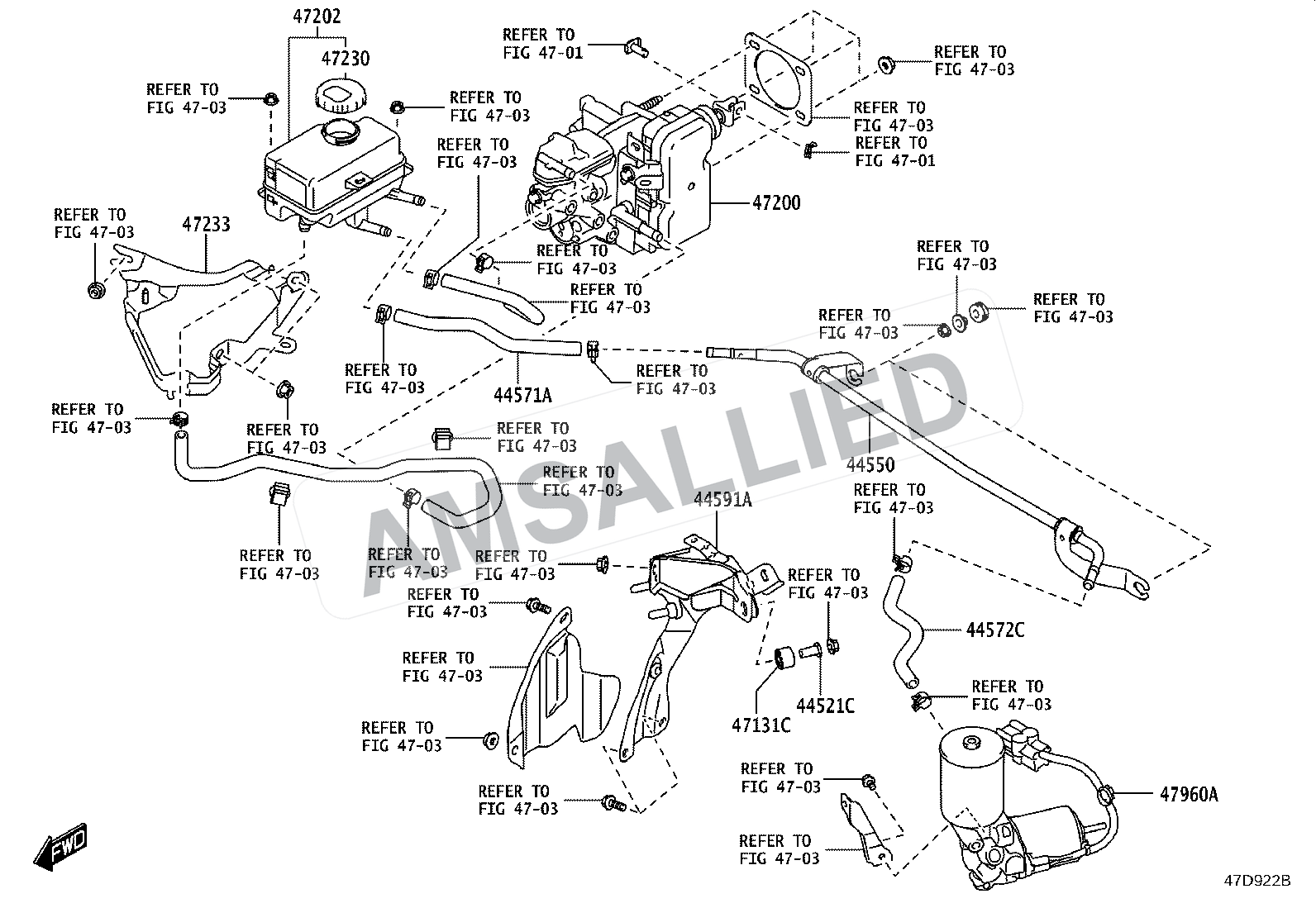Toyota Hyryder Brake Master Cylinder exploded parts diagram, figure 4702