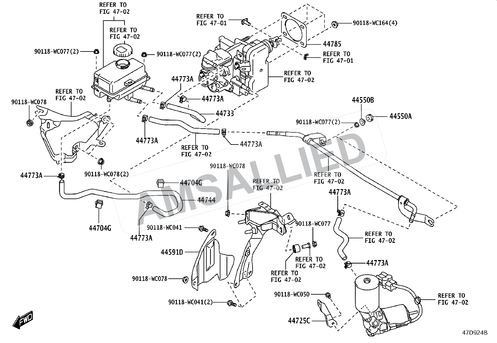 Toyota Hyryder Brake Booster & Vacuum Tube exploded parts diagram, figure 4703