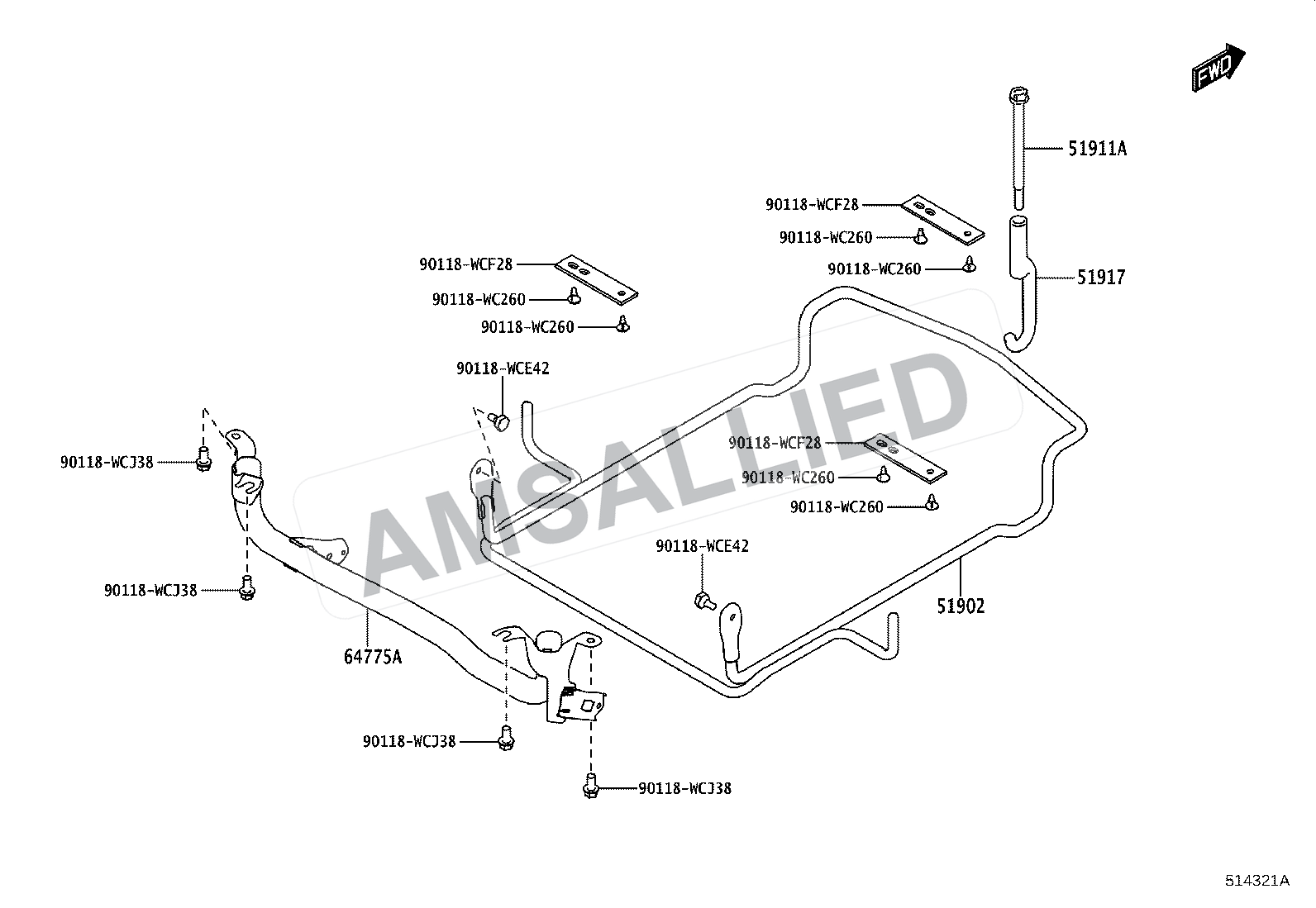 Toyota Hyryder Spare Wheel Carrier exploded parts diagram, figure 5104