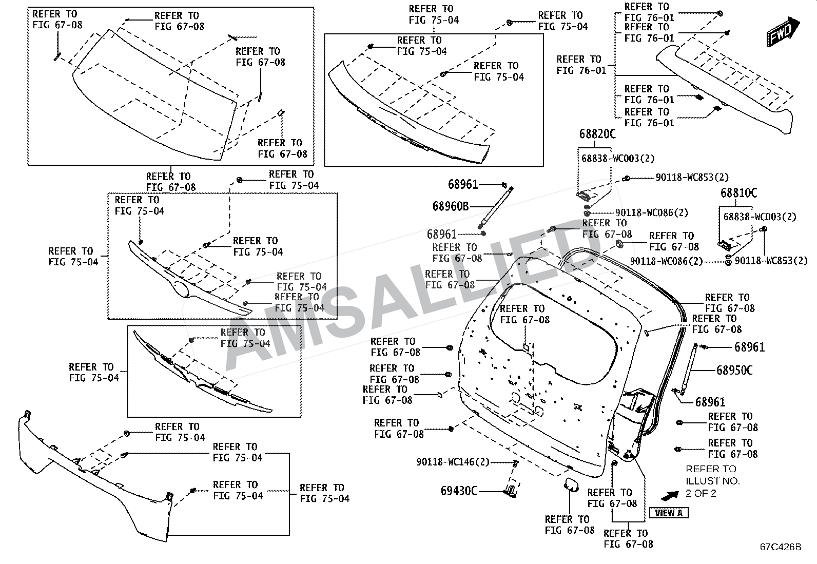 Toyota Hyryder Back Door Lock & Handle exploded parts diagram, figure 6709