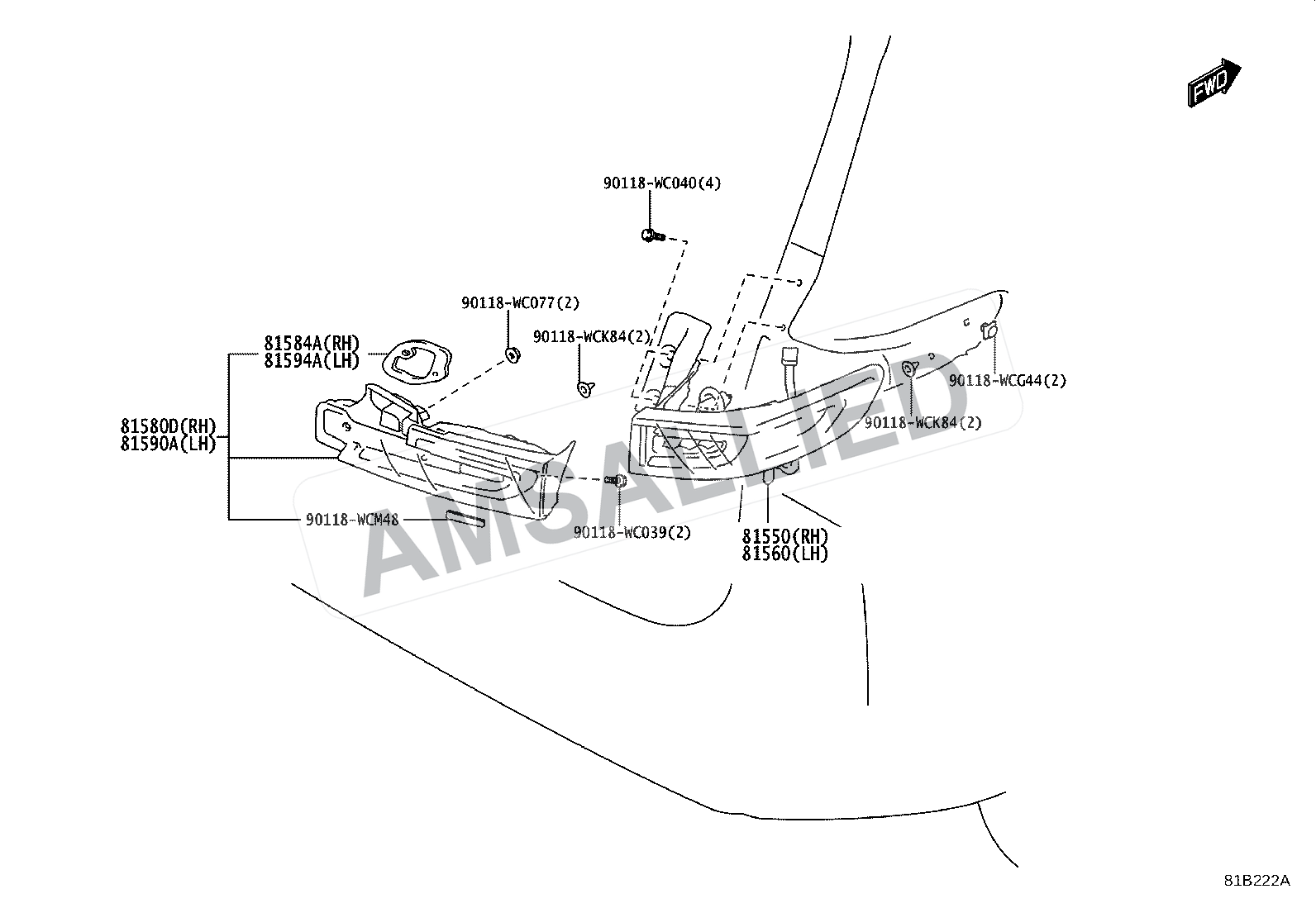 Toyota Hyryder Rear Combination Lamp exploded parts diagram, figure 8111