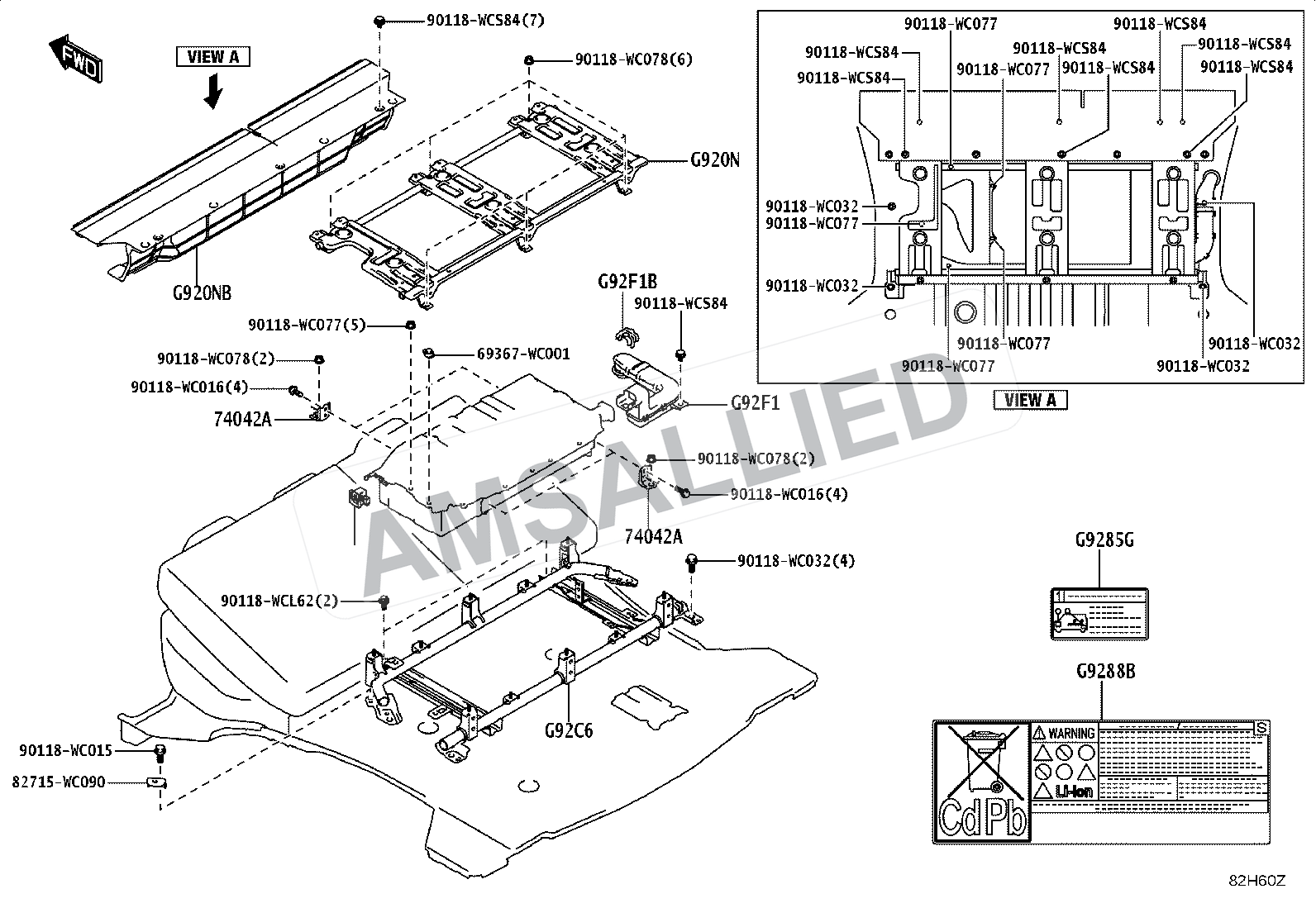 Toyota Hyryder Battery & Battery Cable exploded parts diagram, figure 8201