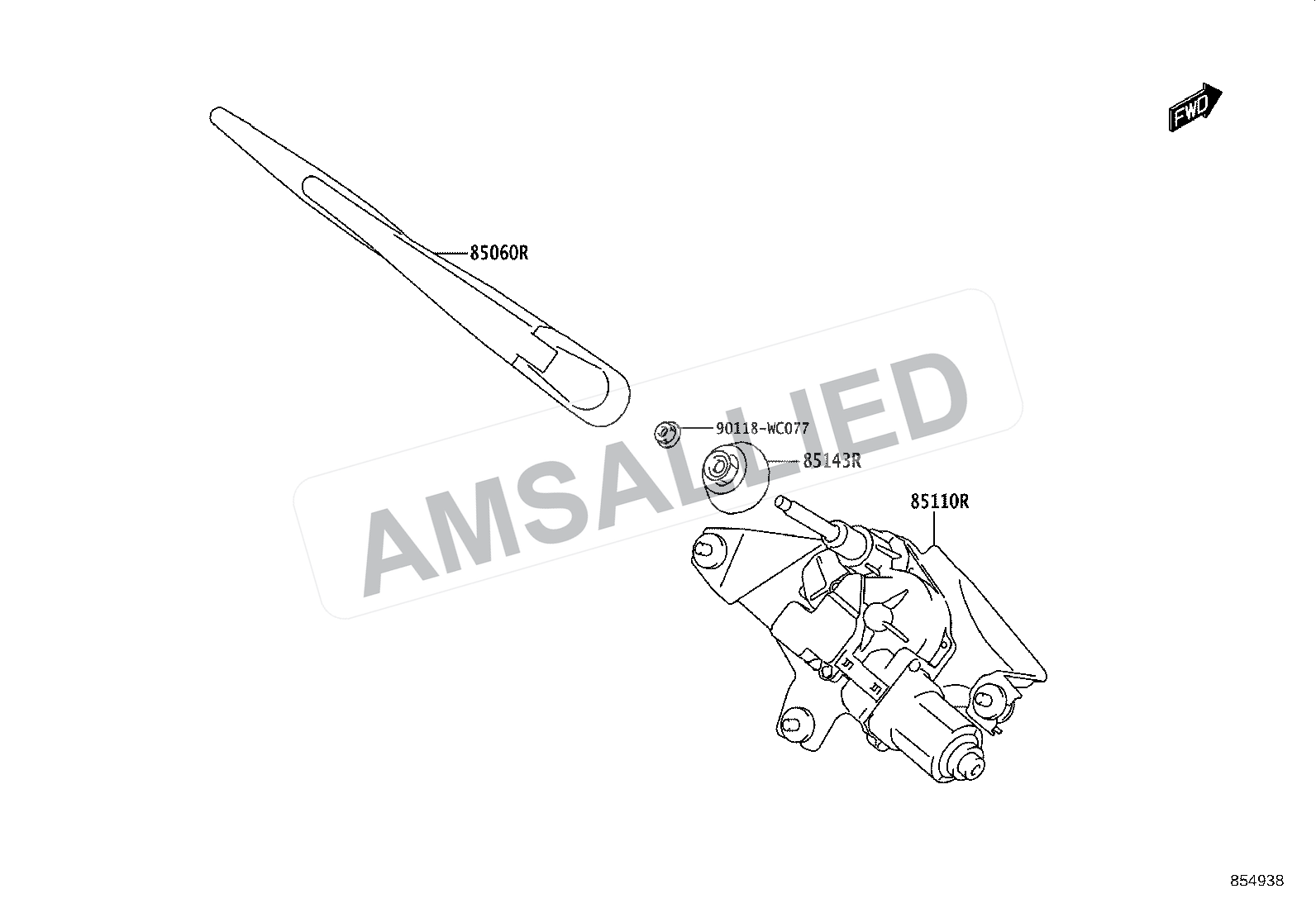 Toyota Hyryder Rear Wiper exploded parts diagram, figure 8502