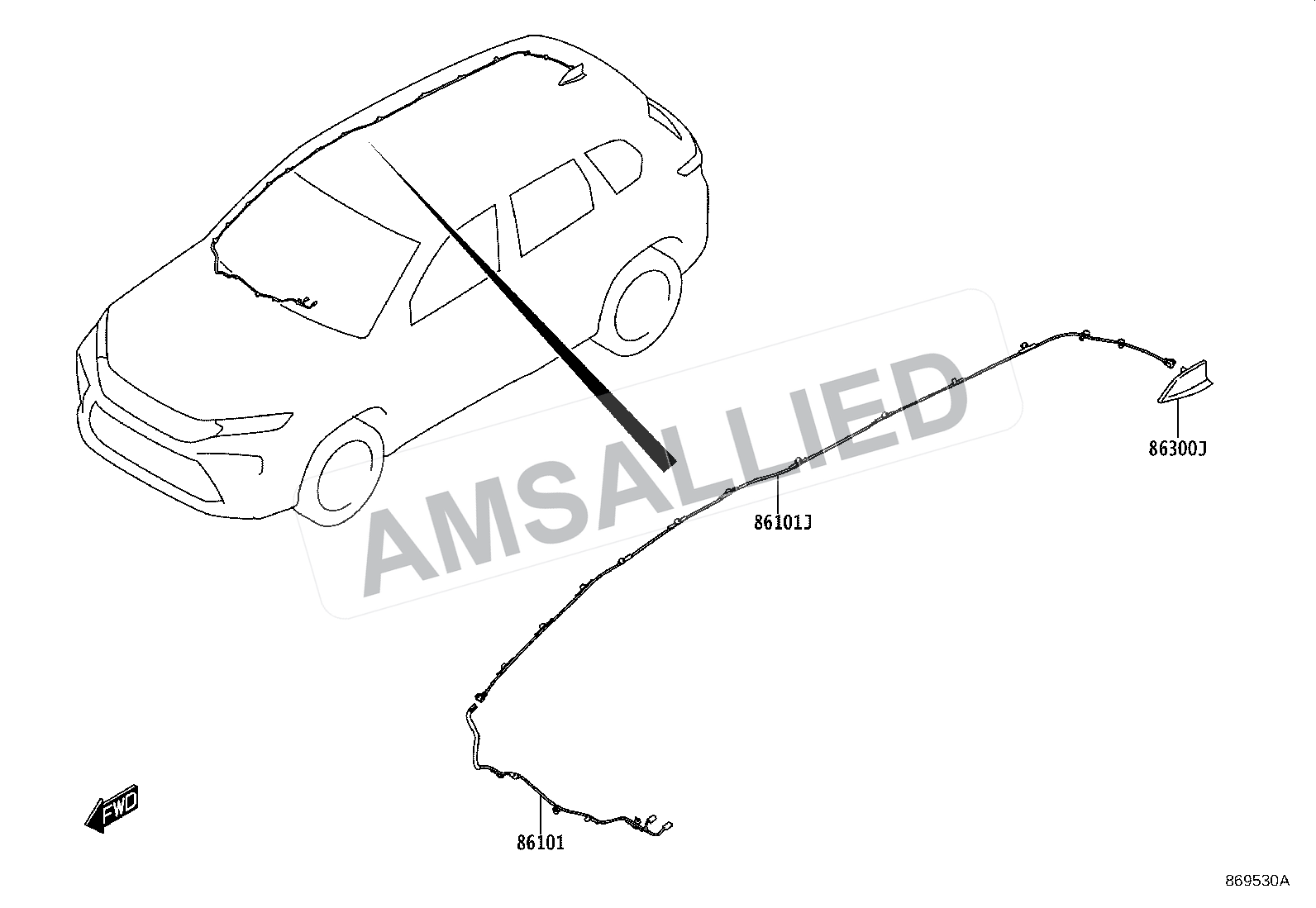 Toyota Hyryder Antenna exploded parts diagram, figure 8604