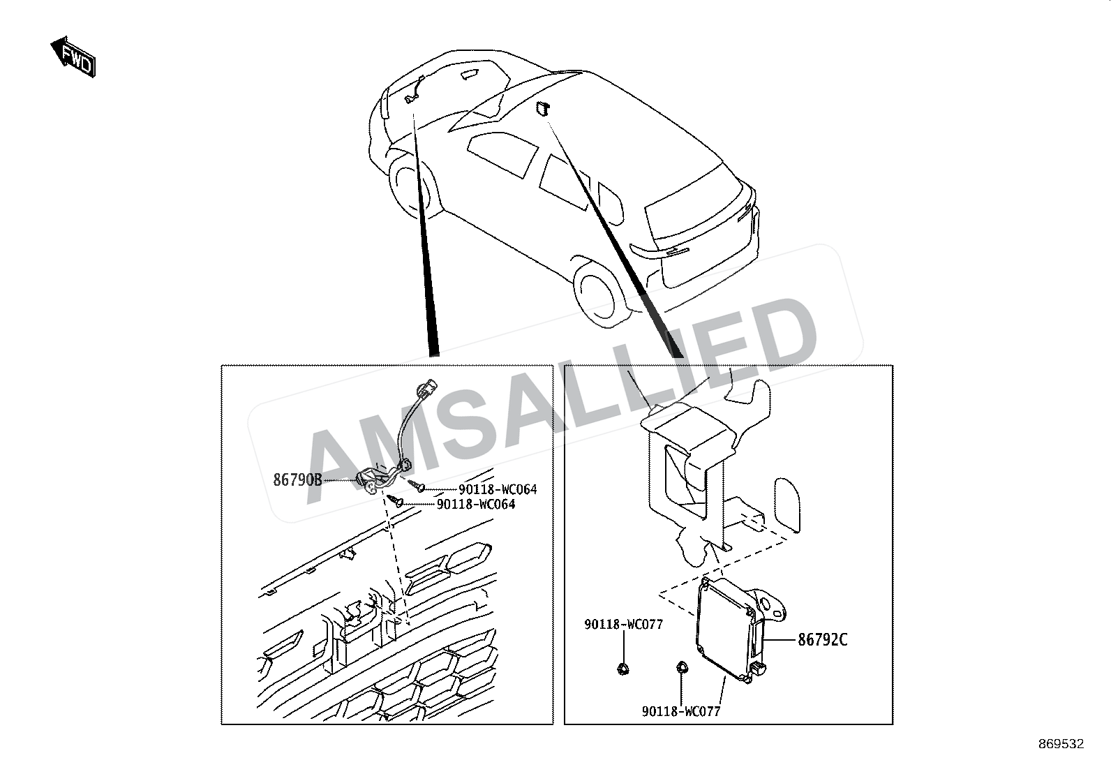 Toyota Hyryder Camera & Rear Monitor Display exploded parts diagram, figure 8606