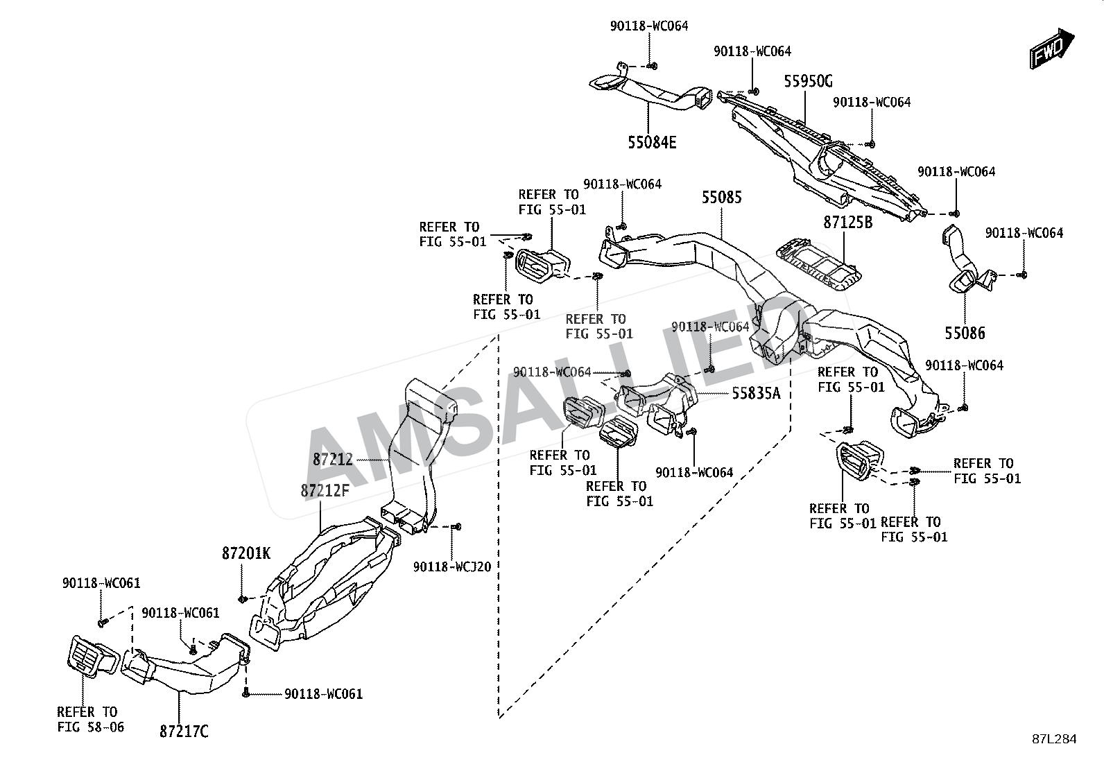 Toyota Hyryder Heating & Air Conditioning - Control & Air Duct exploded parts diagram, figure 8715