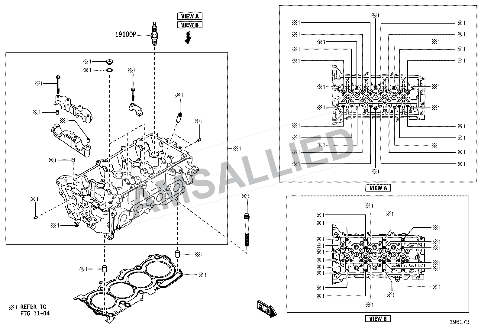 Toyota Hyryder Ignition Coil & Spark Plug / Glow Plug exploded parts diagram, figure 1901