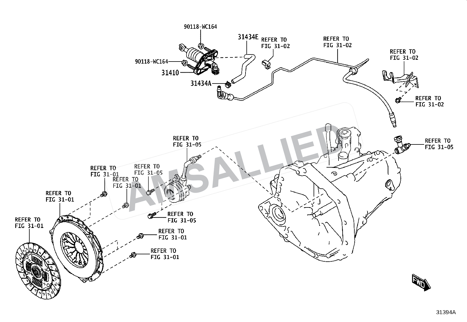 Toyota Hyryder Clutch Master Cylinder exploded parts diagram, figure 3103