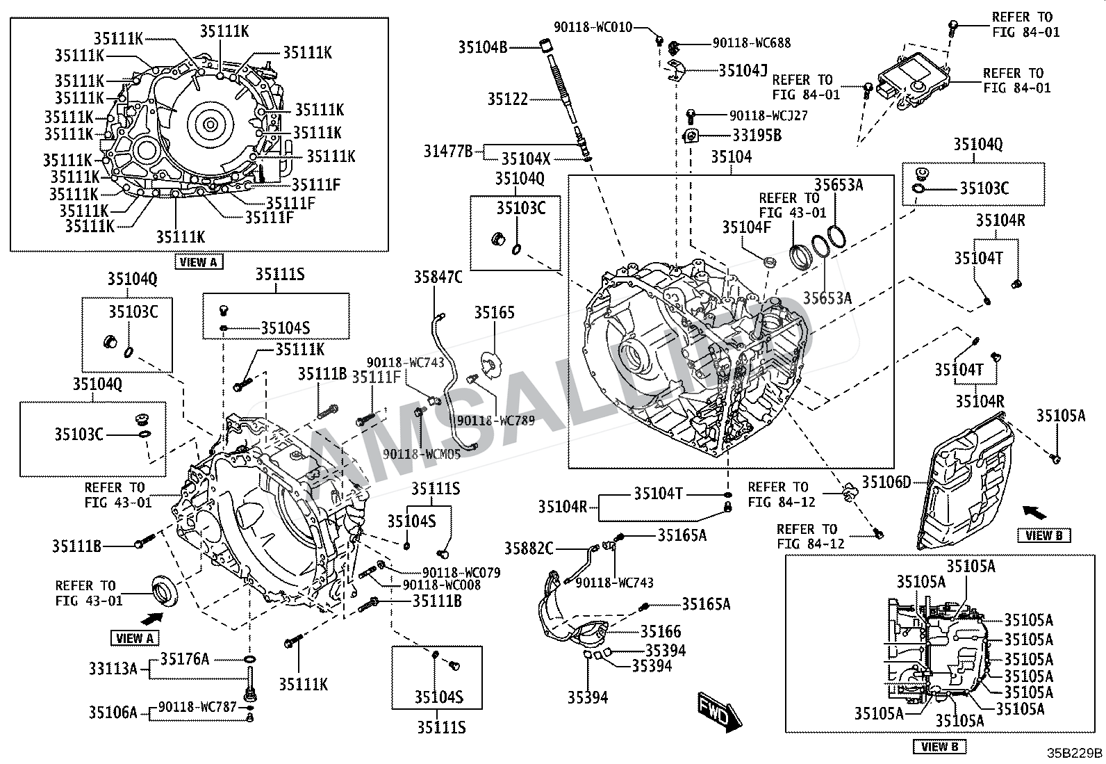 Toyota Hyryder Transmission Case & Oil Pan (atm) exploded parts diagram, figure 3503