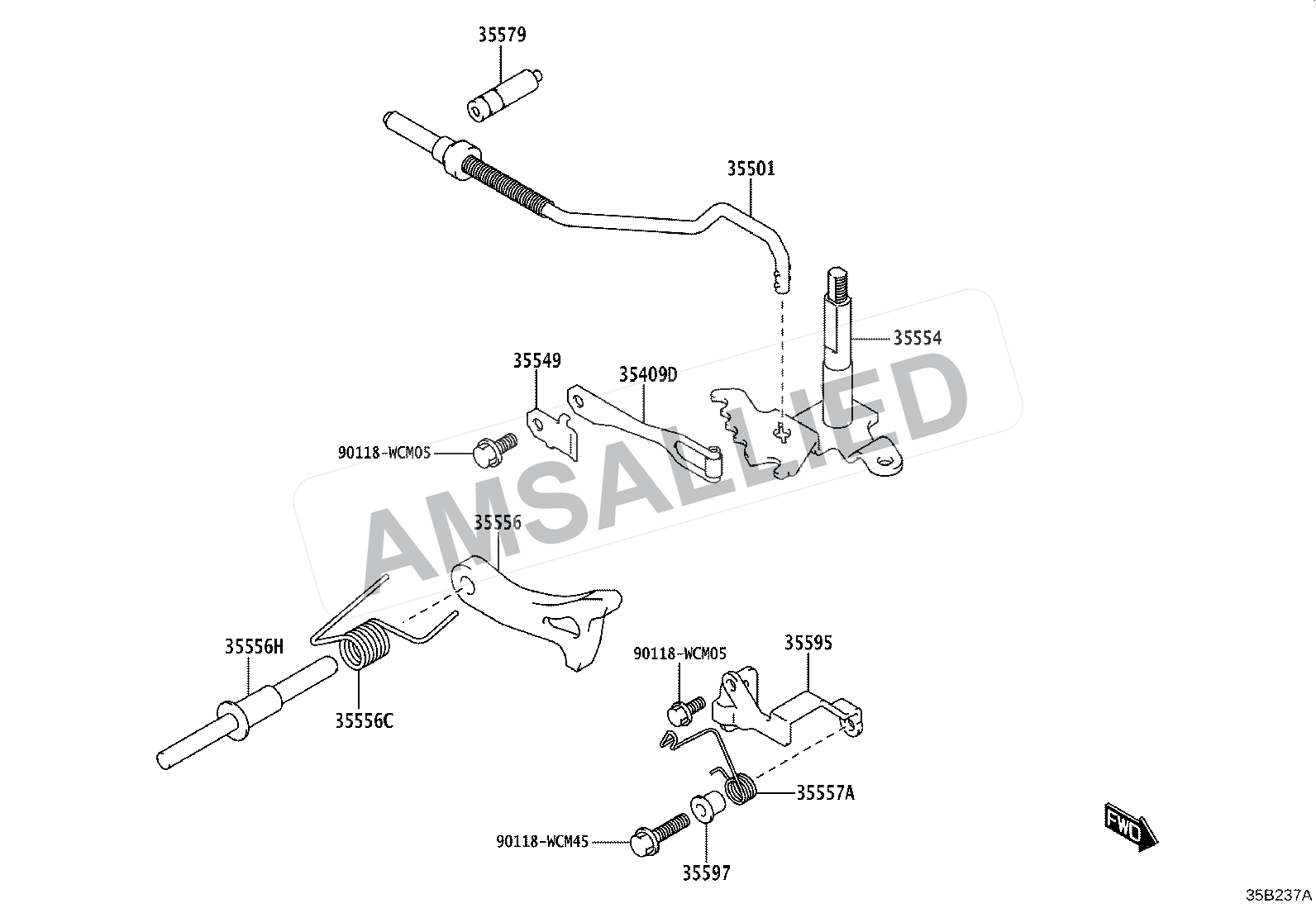 Toyota Hyryder Throttle Link & Valve Lever (atm) exploded parts diagram, figure 3513