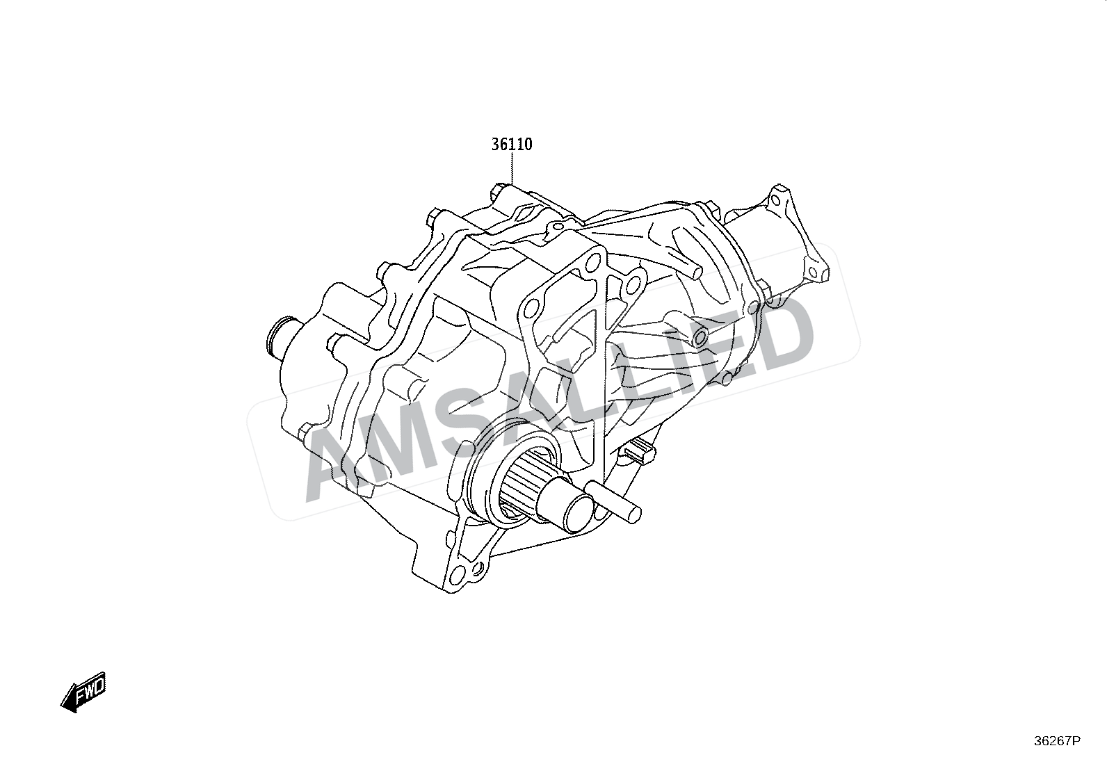 Toyota Hyryder Transfer Assembly & Gasket Kit exploded parts diagram, figure 3608