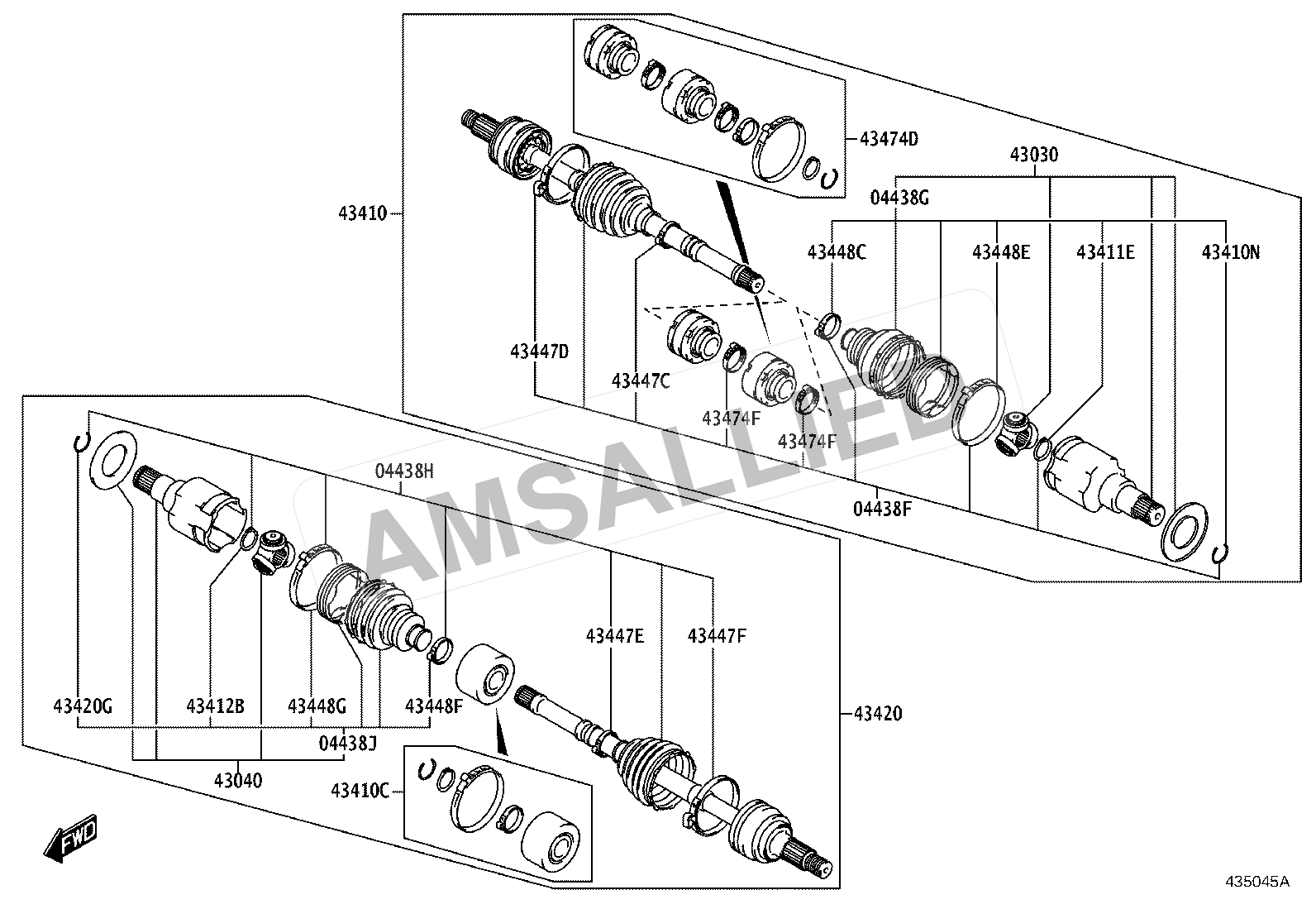 Toyota Hyryder Front Drive Shaft exploded parts diagram, figure 4302