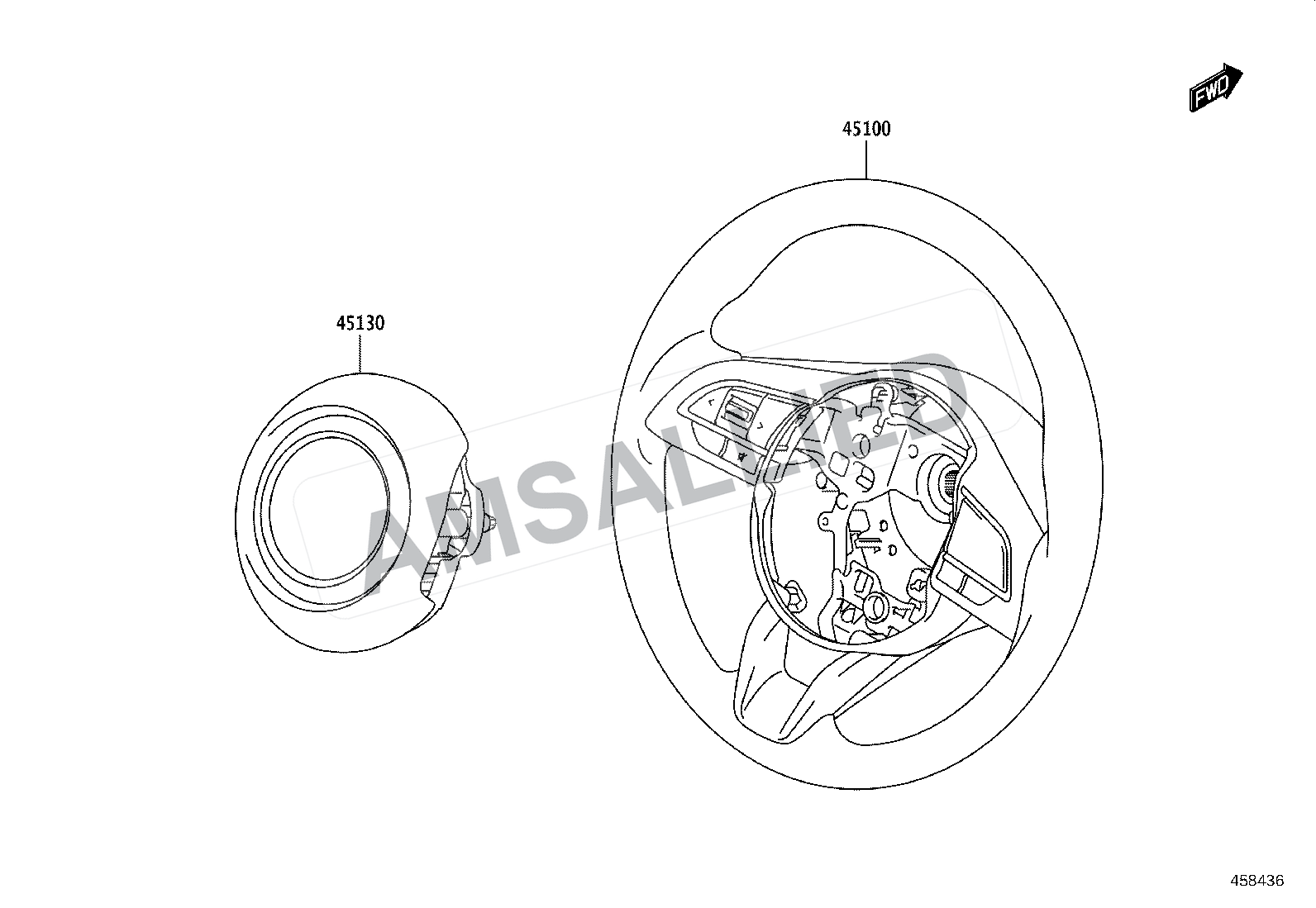 Toyota Hyryder Steering Wheel exploded parts diagram, figure 4504