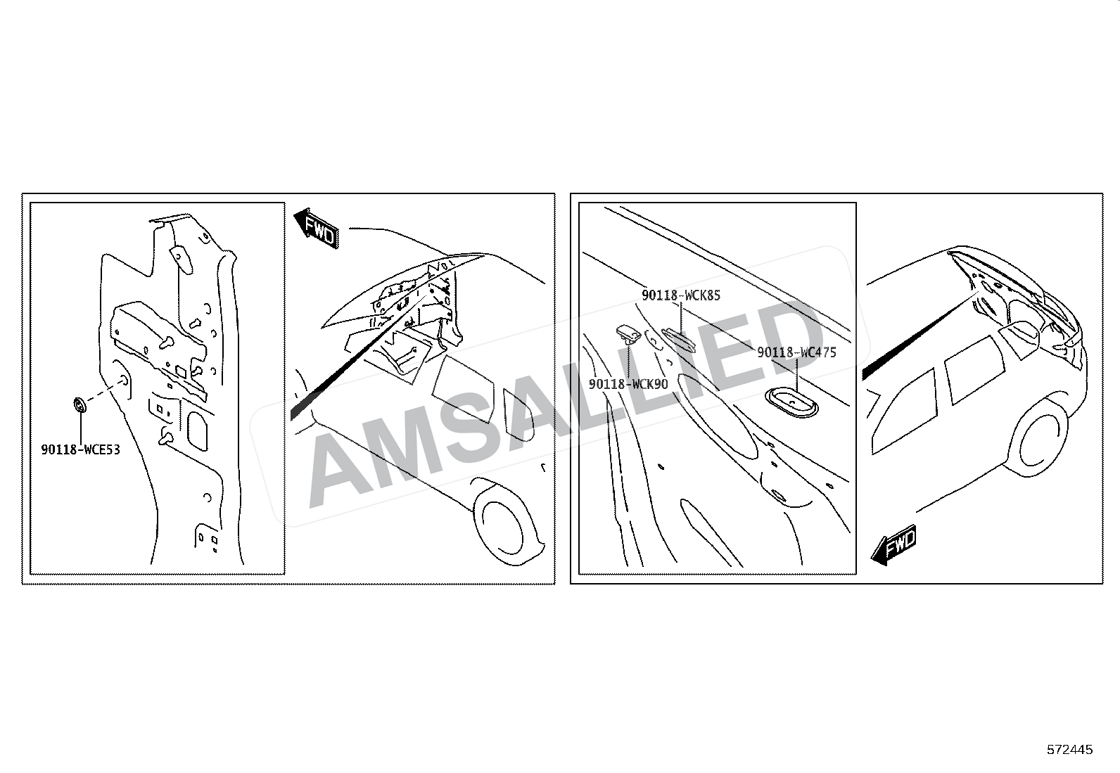 Toyota Hyryder Hole Plug exploded parts diagram, figure 5701