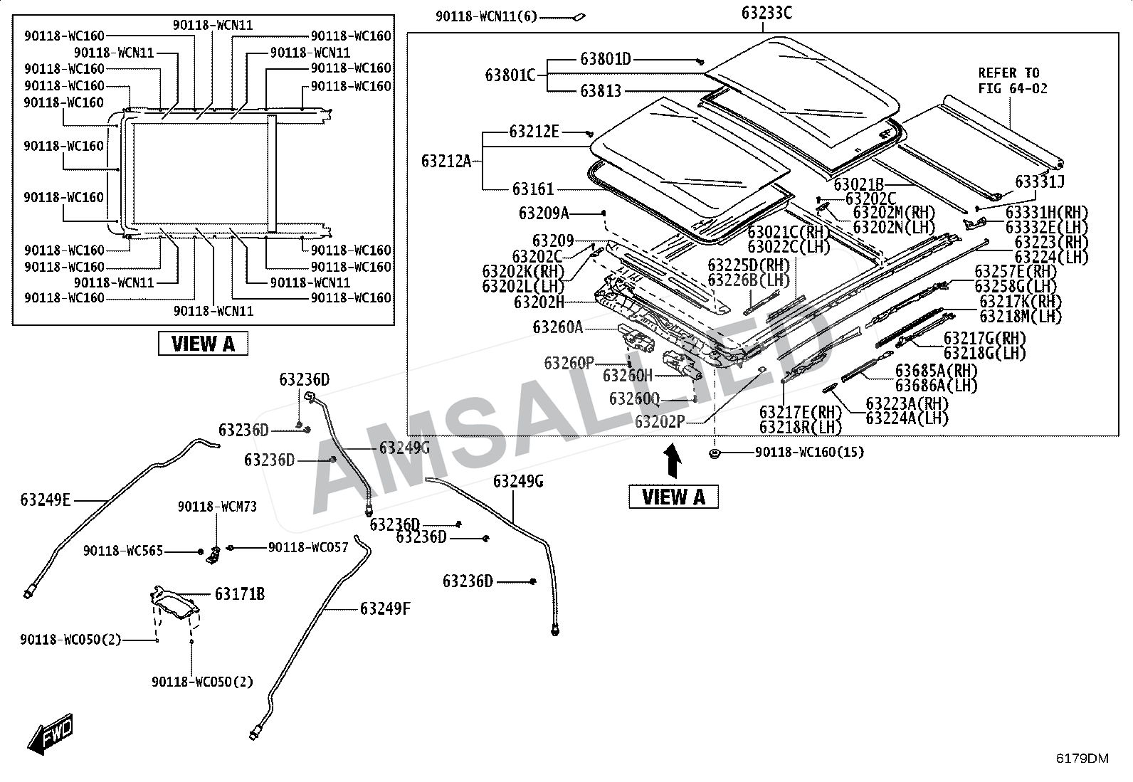 Toyota Hyryder Roof Panel & Back Window Glass exploded parts diagram, figure 6104