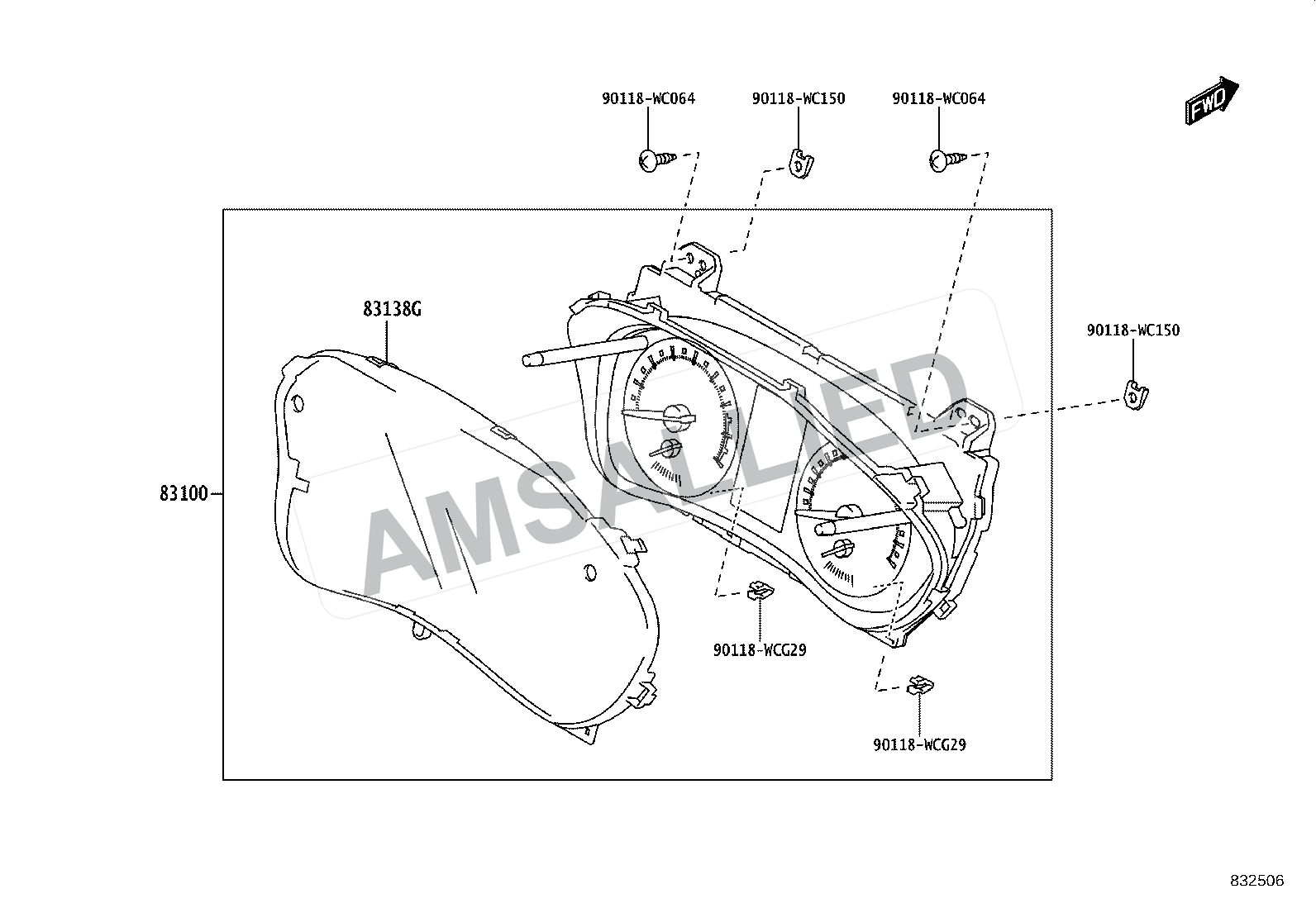 Toyota Hyryder Meter exploded parts diagram, figure 8301