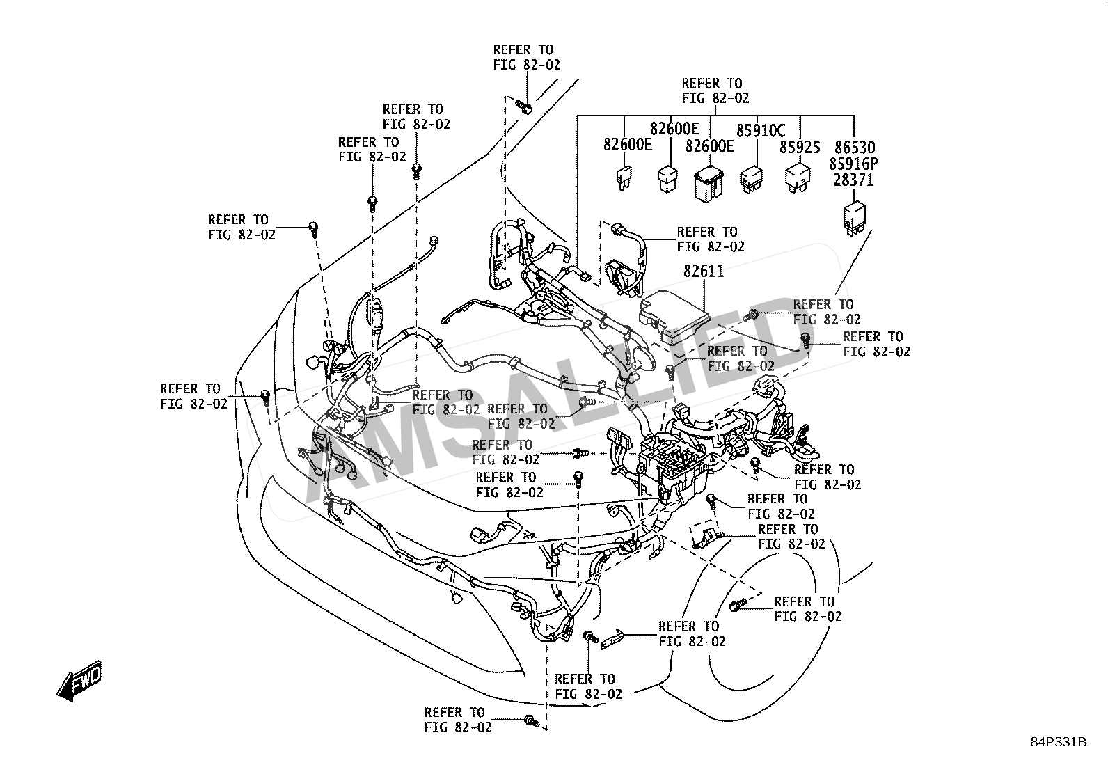 Toyota Hyryder Switch & Relay & Computer exploded parts diagram, figure 8401