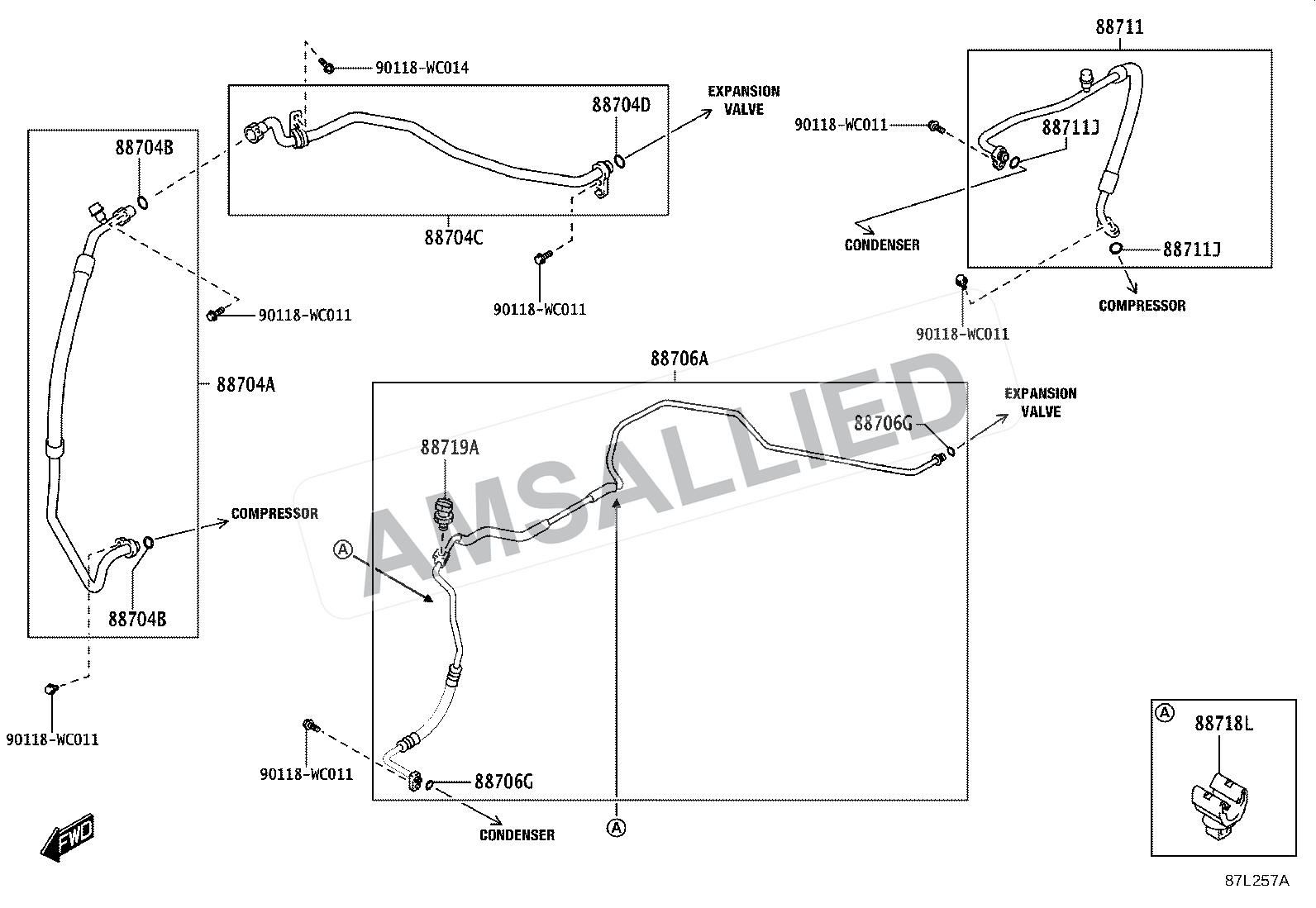 Toyota Hyryder Heating & Air Conditioning - Cooler Piping exploded parts diagram, figure 8718