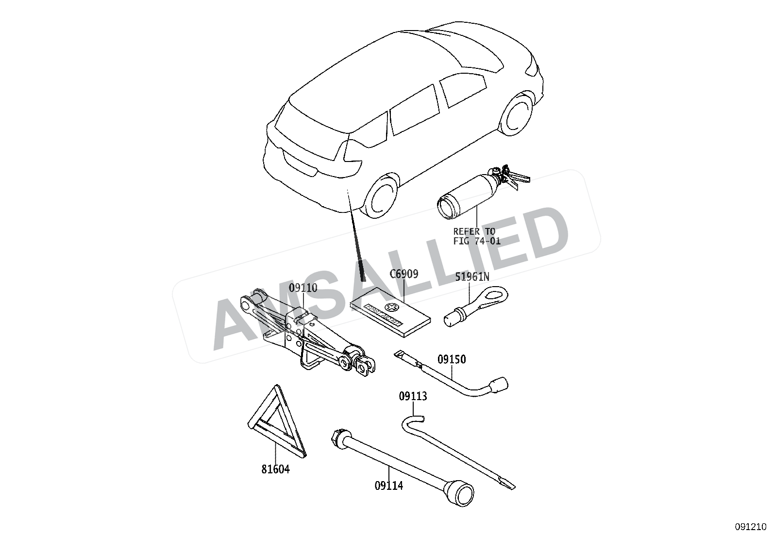 Toyota Rumion Standard Tool exploded parts diagram, figure 0901